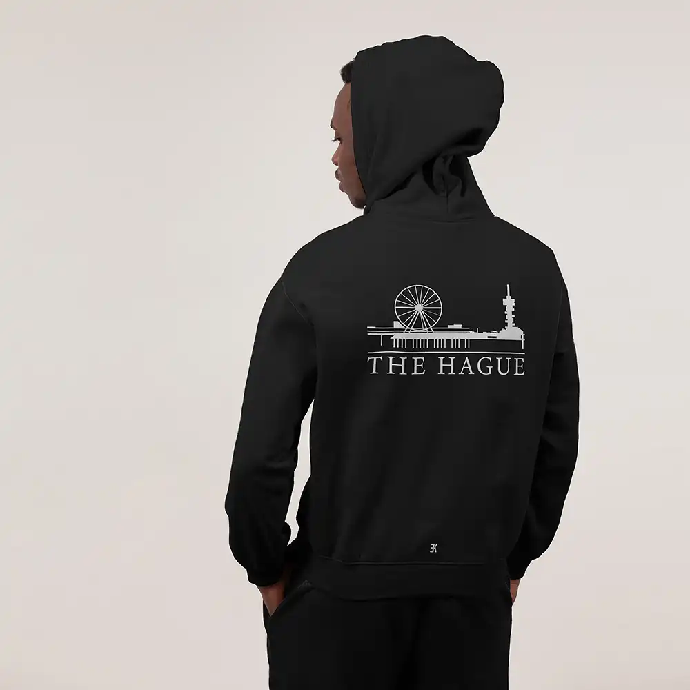 Skyline Den Haag Hoodie - 06 hoodie zwart wit denhaag skyline 1 - EK8206
