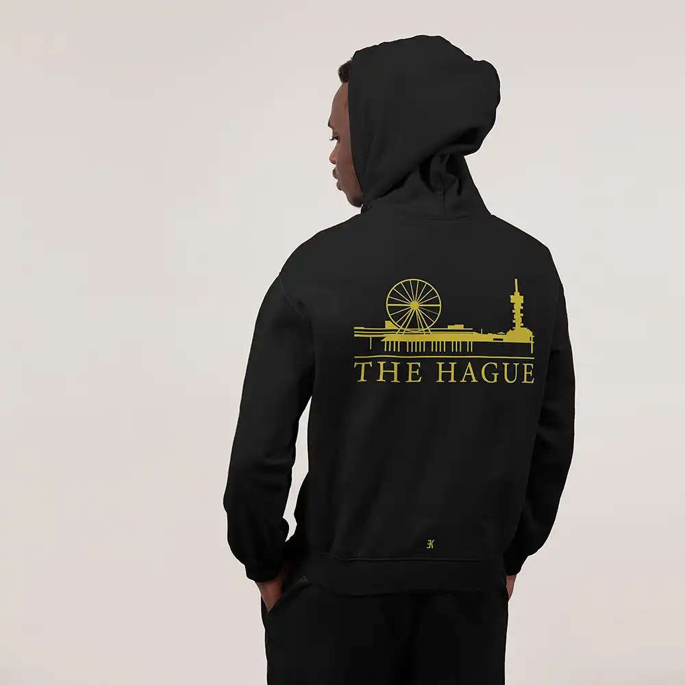 Skyline Den Haag Hoodie - Ak hoodie zwart geel denhaag skyline - EK8206