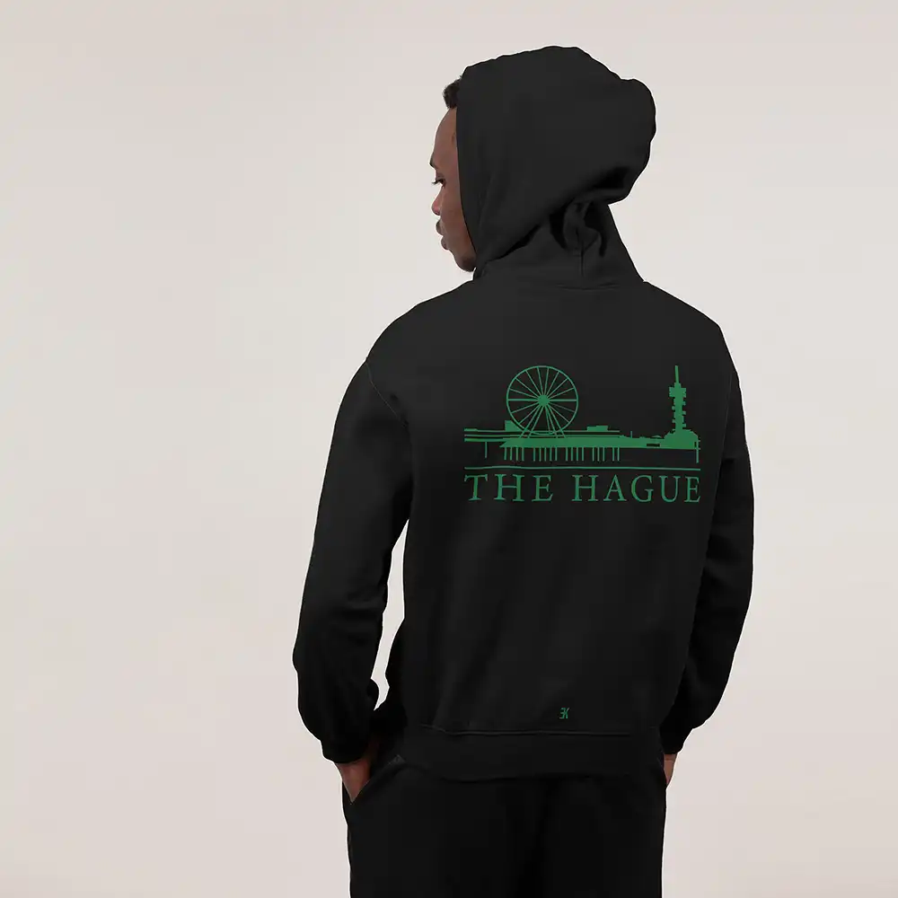 Den Haag Hoodie - Skyline - Ak hoodie zwart groen denhaag skyline 2 - EK8208