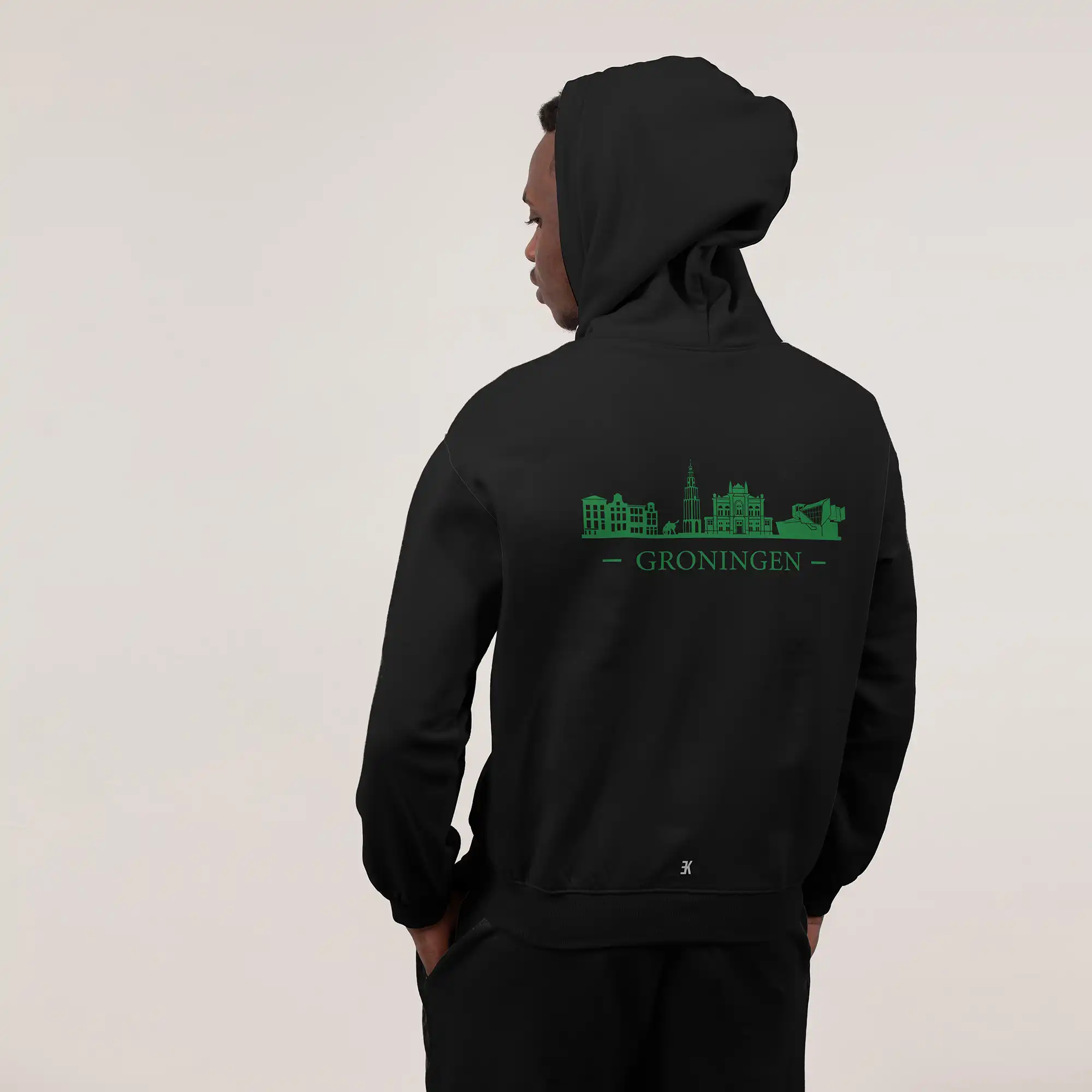 Groningen Skyline Hoodie - Ak hoodie zwart groen skyline groningen 1 - Groningen Skyline Hoodie