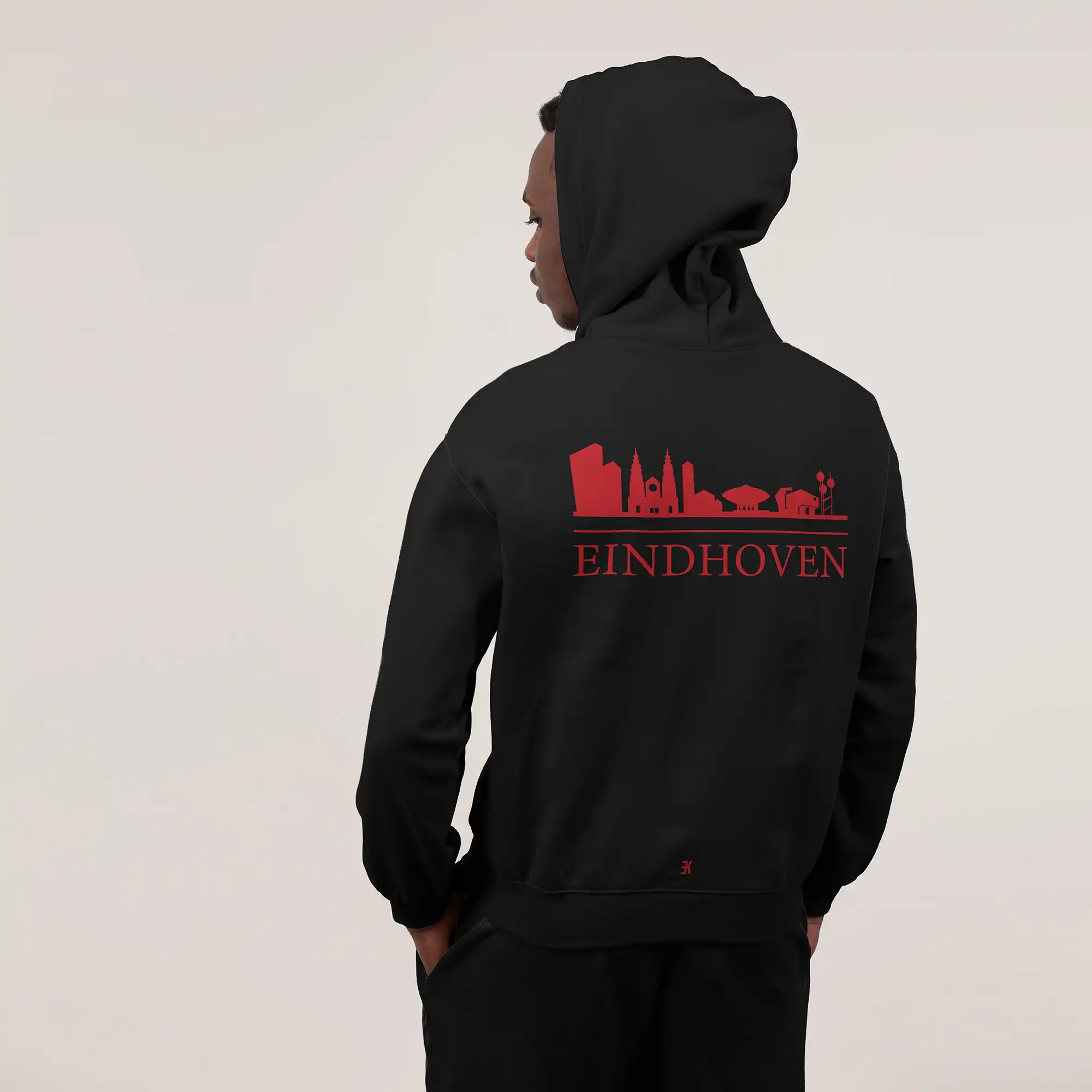 Skyline Eindhoven Hoodie - Ak hoodie zwart rood eindhoven skyline 1 - EK8214