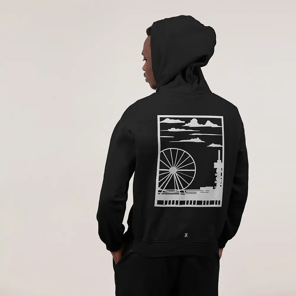 Den Haag Hoodie - Ak hoodie zwart wit denhaag vlak 7 - EK8212