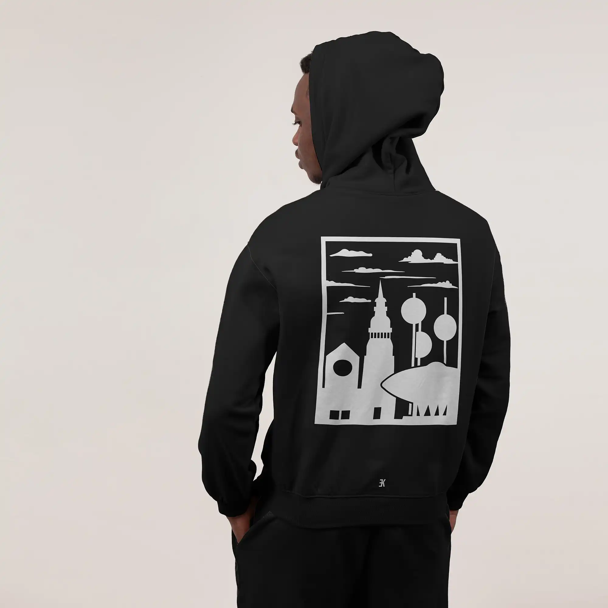Eindhoven Hoodie - Ak hoodie zwart wit eindhoven vlak - EK8216