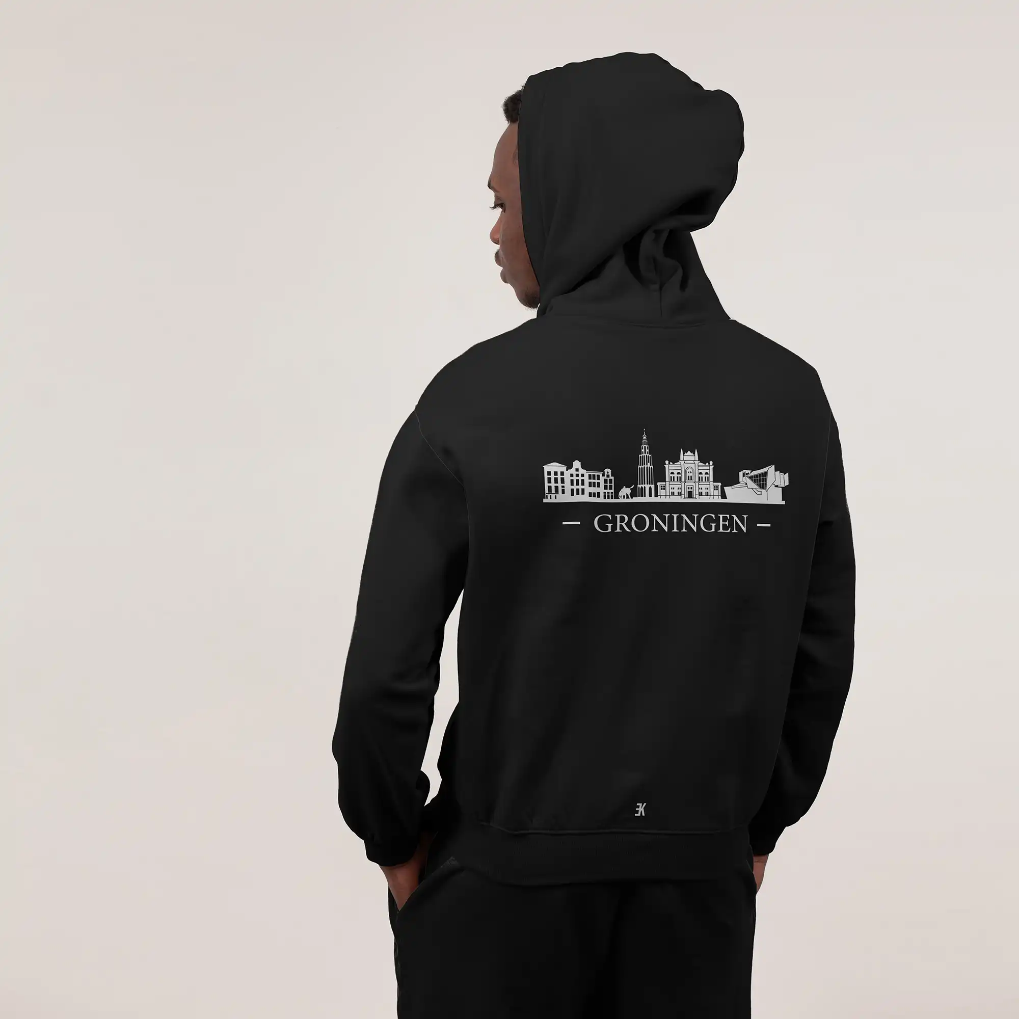 Groningen Skyline Hoodie - Ak hoodie zwart wit skyline groningen 3 - Groningen Skyline Hoodie