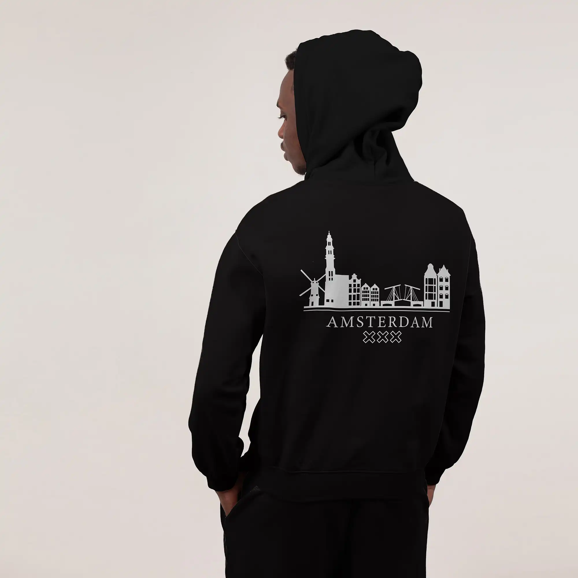 Skyline Amsterdam Hoodie - Ams hoodie model skyline wit 1 - EK8185