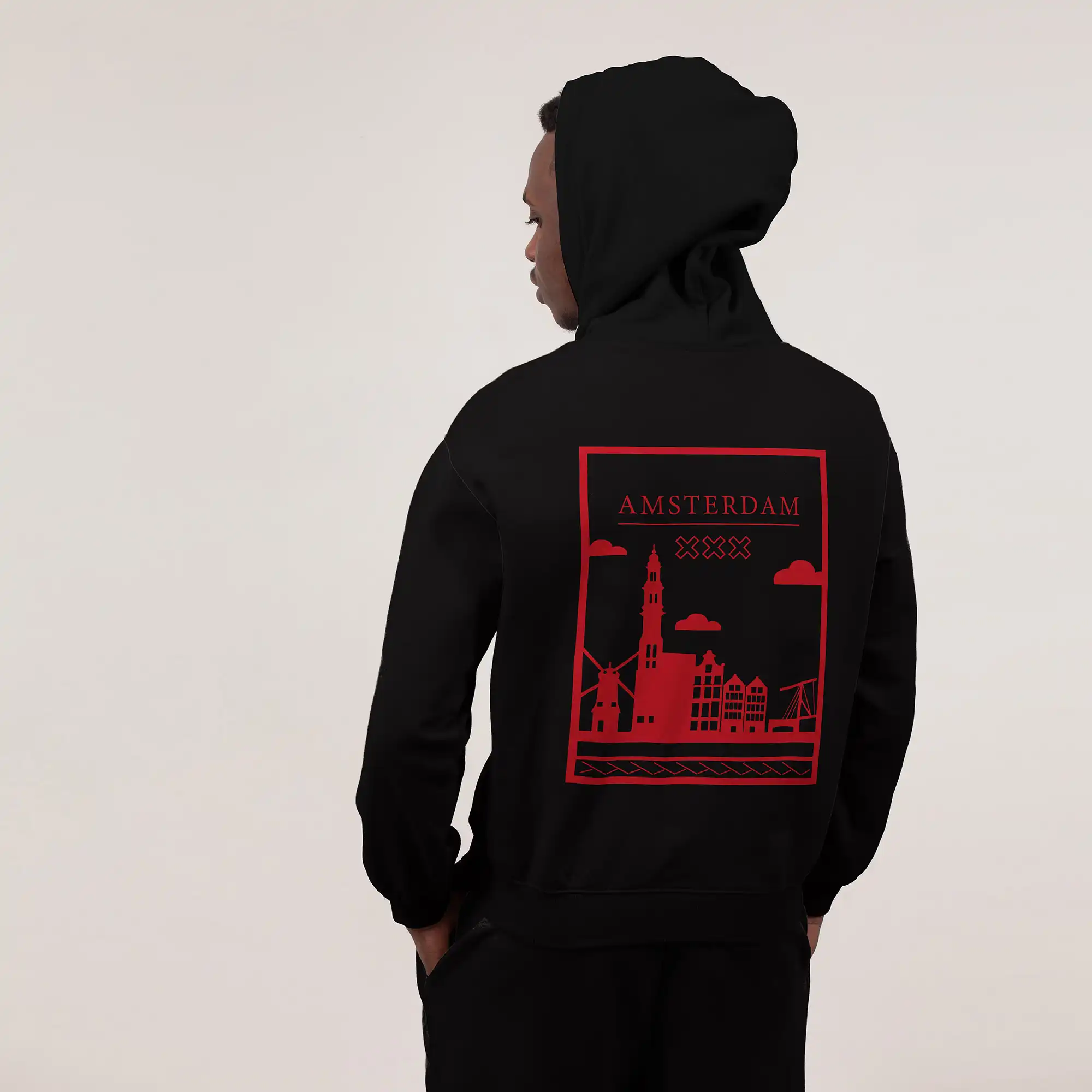 Amsterdam Hoodie - Ams hoodie model vlak rood 1 - EK8188