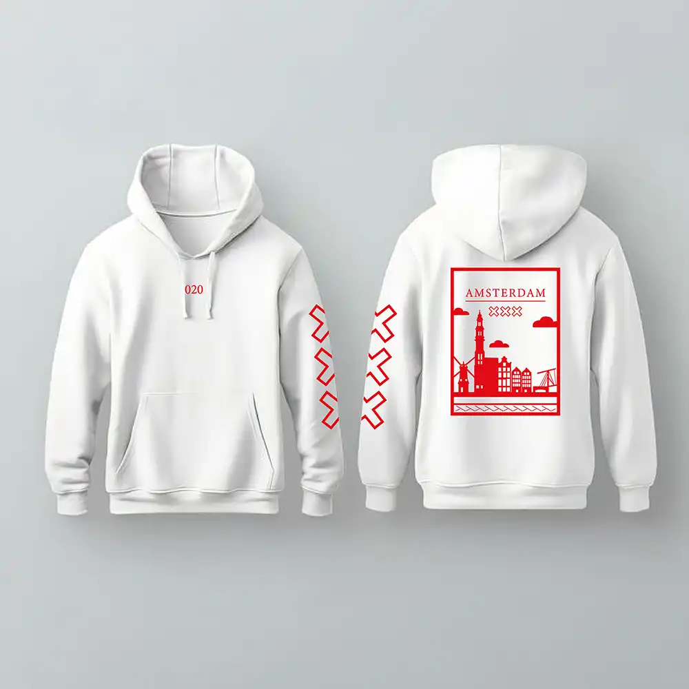 Amsterdam Hoodie - Ams hoodie wit vlak rood 1 - Amsterdam Hoodie 3