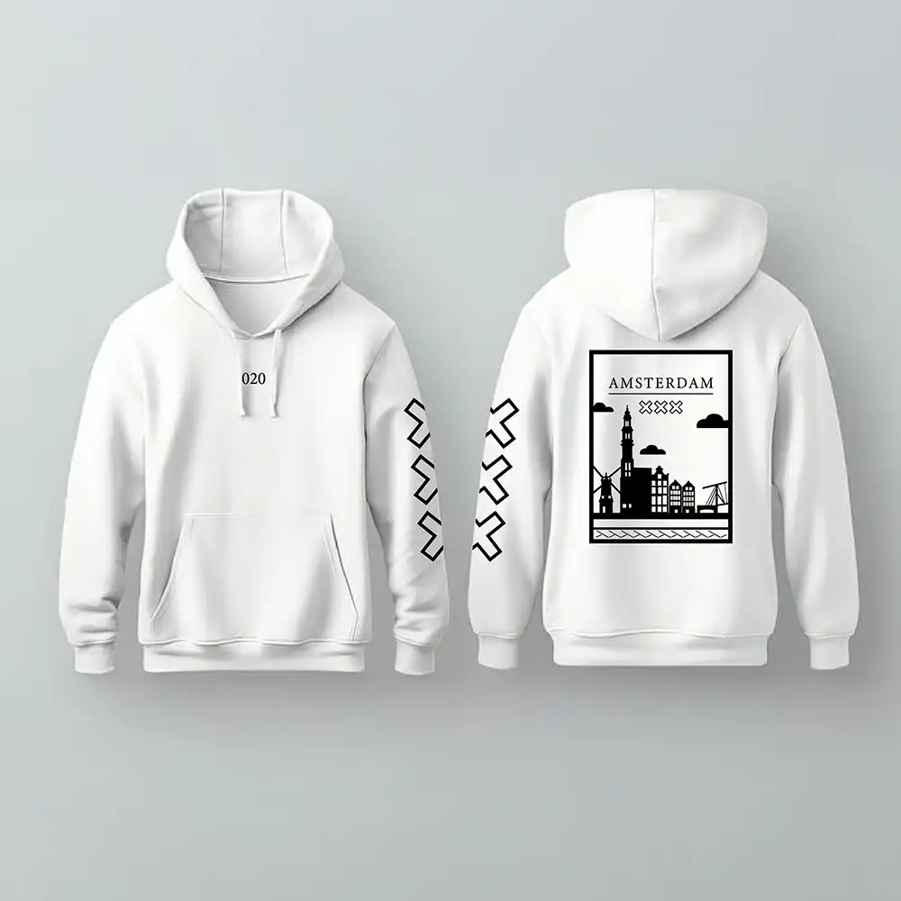 Amsterdam Hoodie - Ams hoodie wit vlak zwart 1 - Amsterdam Hoodie 3