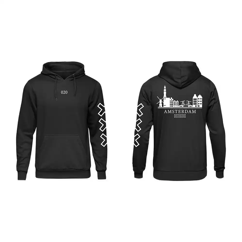 Skyline Amsterdam Hoodie - Ams hoodie zwart skyline wit 2 - EK8190