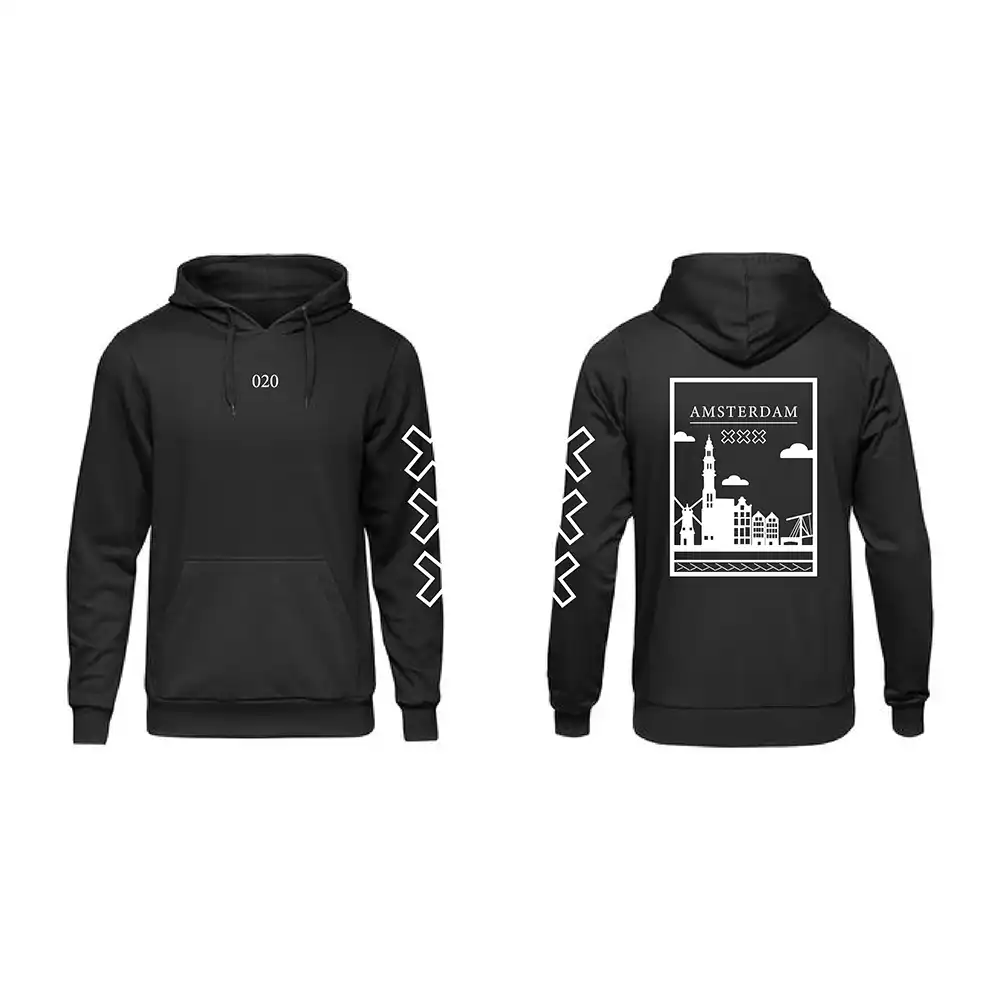Amsterdam Hoodie - Ams hoodie zwart vlak wit 1 - Amsterdam Hoodie 3