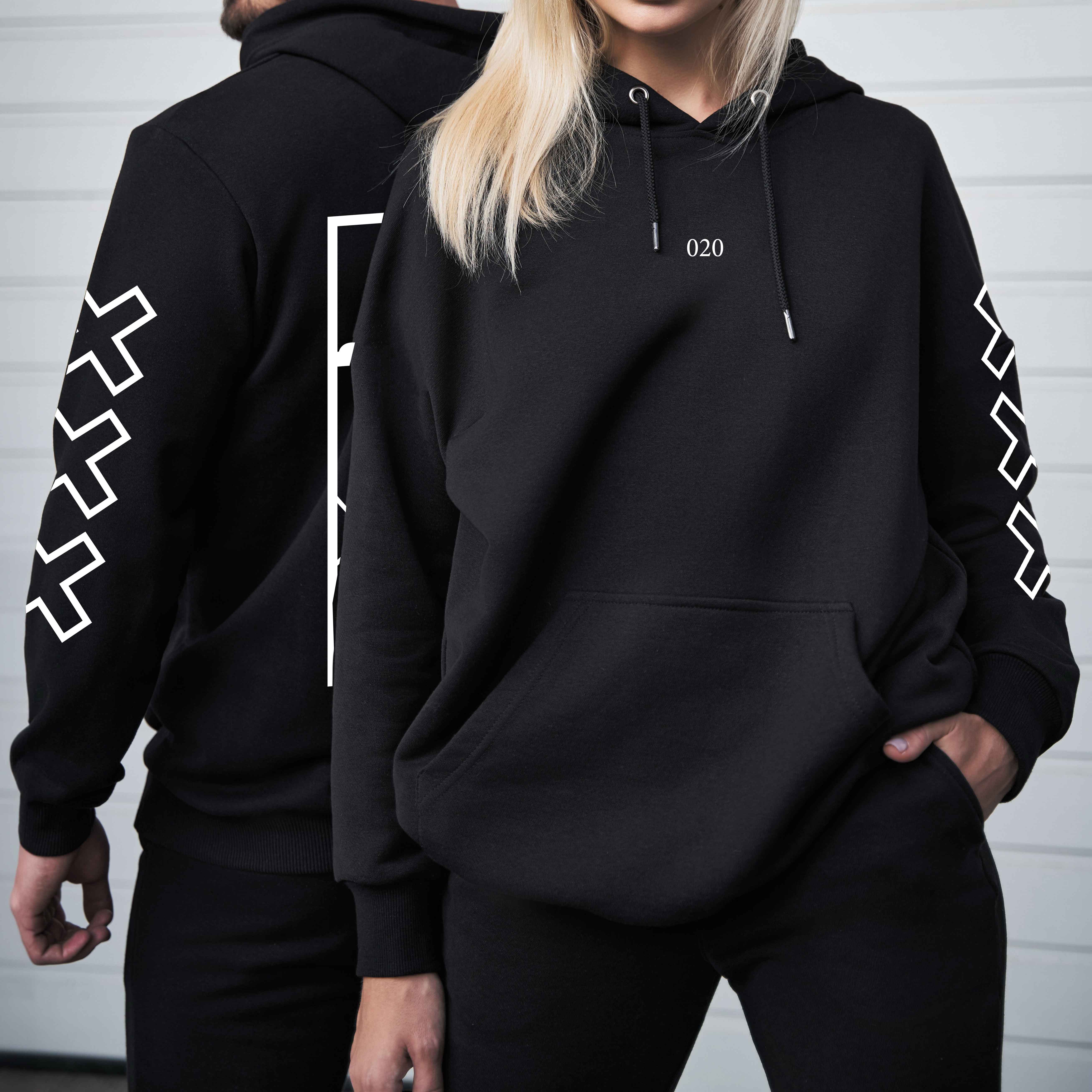Amsterdam Hoodie - Ams hoodie zwart vlak wit unisex 1 - EK8188