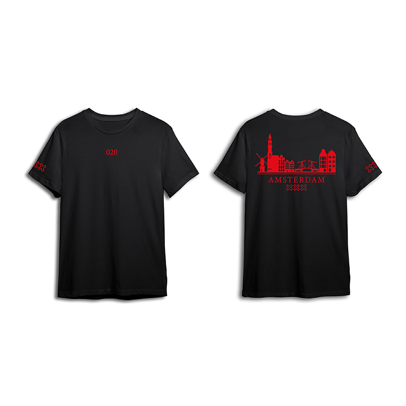 Skyline Amsterdam Shirt - Ams shirt zwart skyline rood - EK8187
