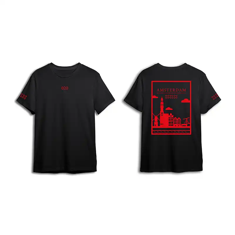 Amsterdam Shirt - Ams shirt zwart vlak rood 1 - EK8186