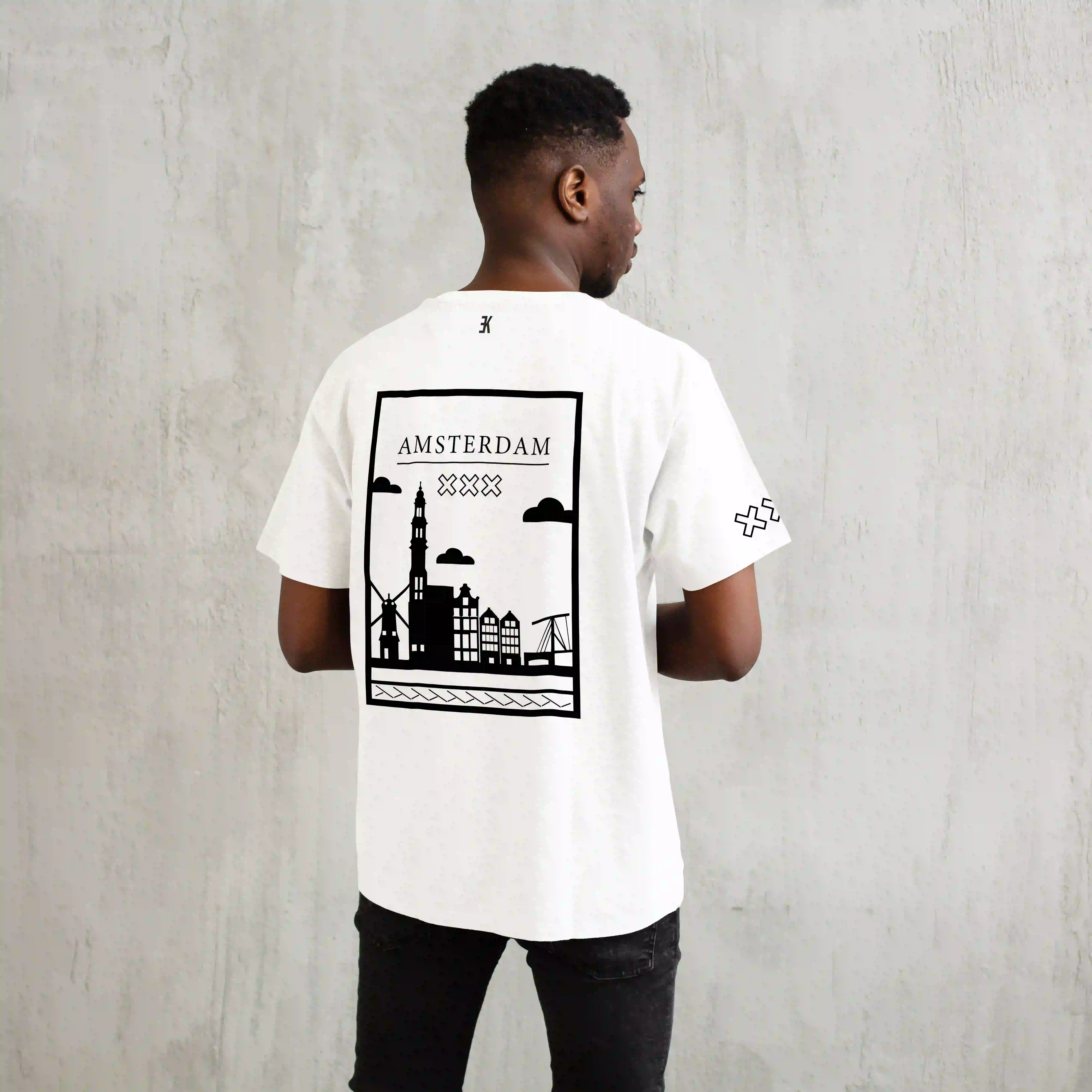 Amsterdam Shirt - Ams t shirt wit model vlak zwart 1 - EK8186
