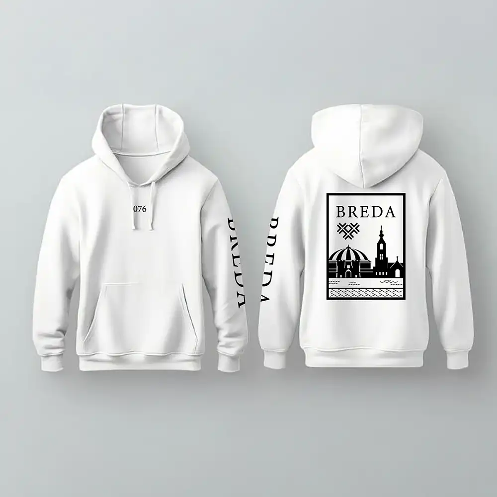 Breda Hoodie - Breda hoodie wit vlak zwart 3 - EK8194