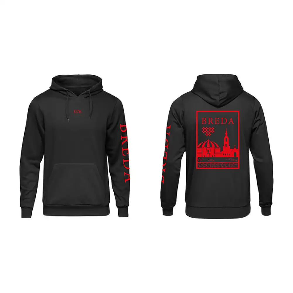 Breda Hoodie - Breda hoodie zwart vlak rood 2 - EK8194