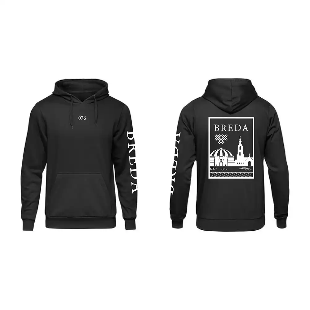 Breda Hoodie - Breda hoodie zwart vlak wit 1 - Breda Hoodie 3