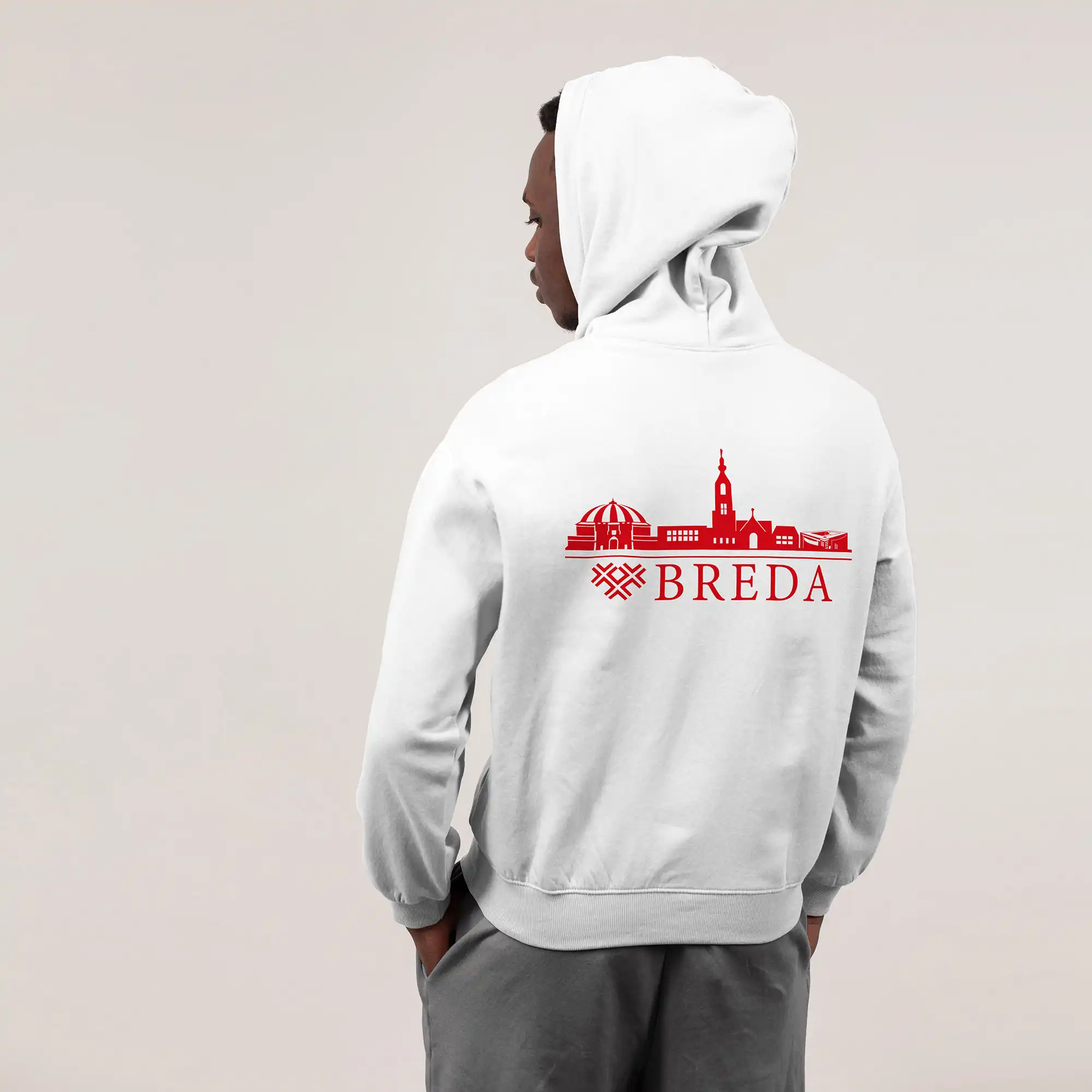 Skyline Breda Hoodie - Breda model hoodie wit skyline rood 2 - EK8192