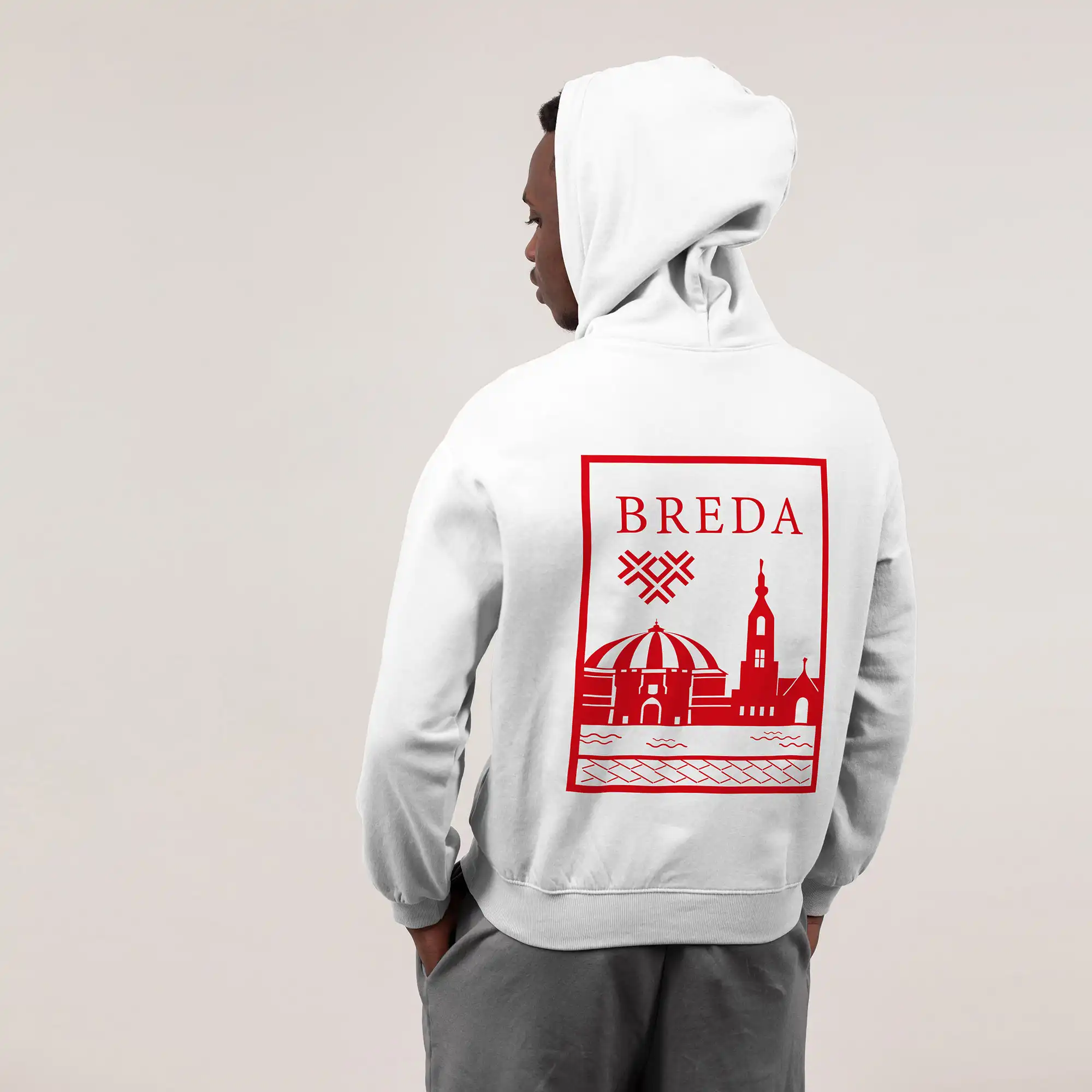 Breda Hoodie - Breda model hoodie wit vlak rood 1 - EK8198