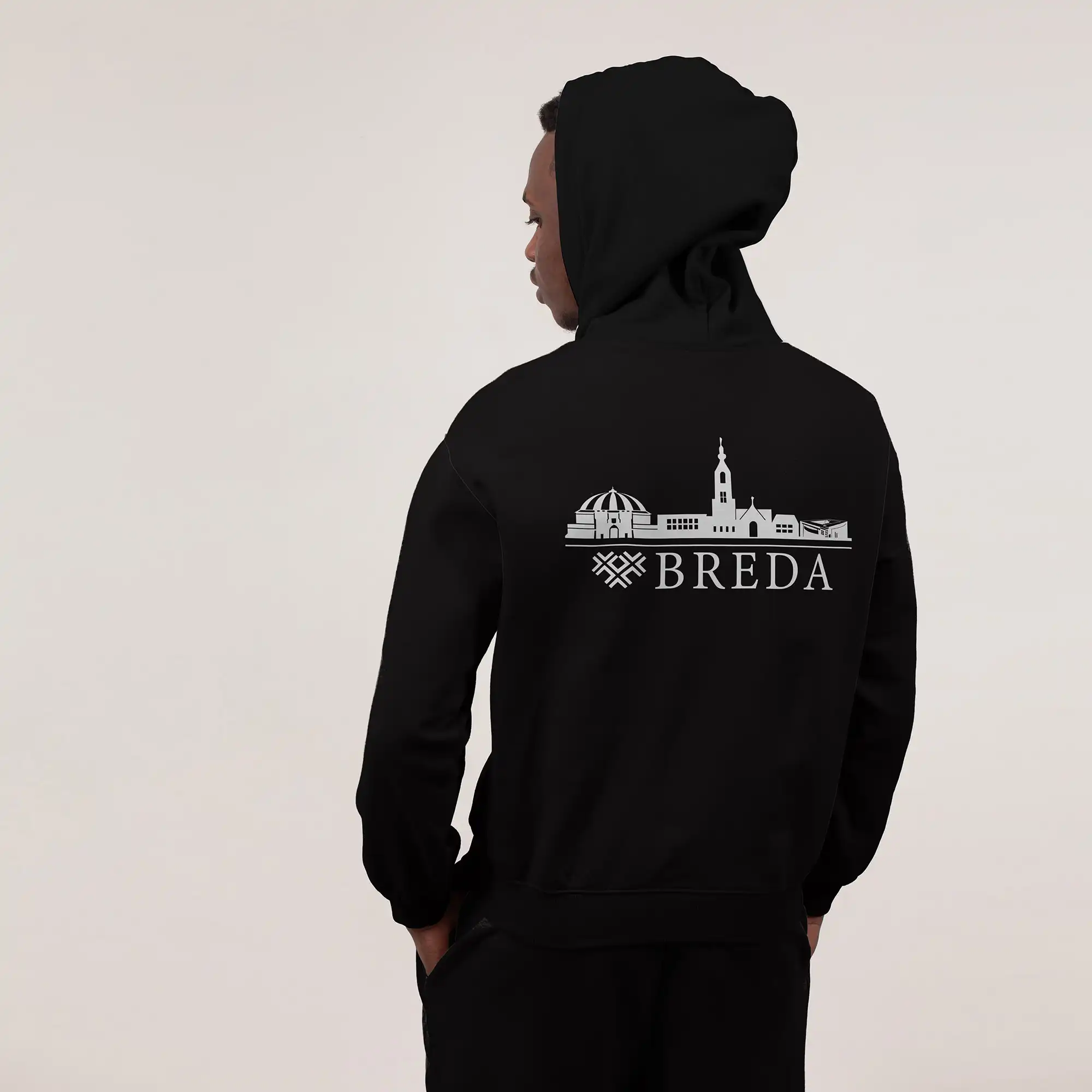 Skyline Breda Hoodie - Breda model hoodie zwart skyline wit 1 - EK8199