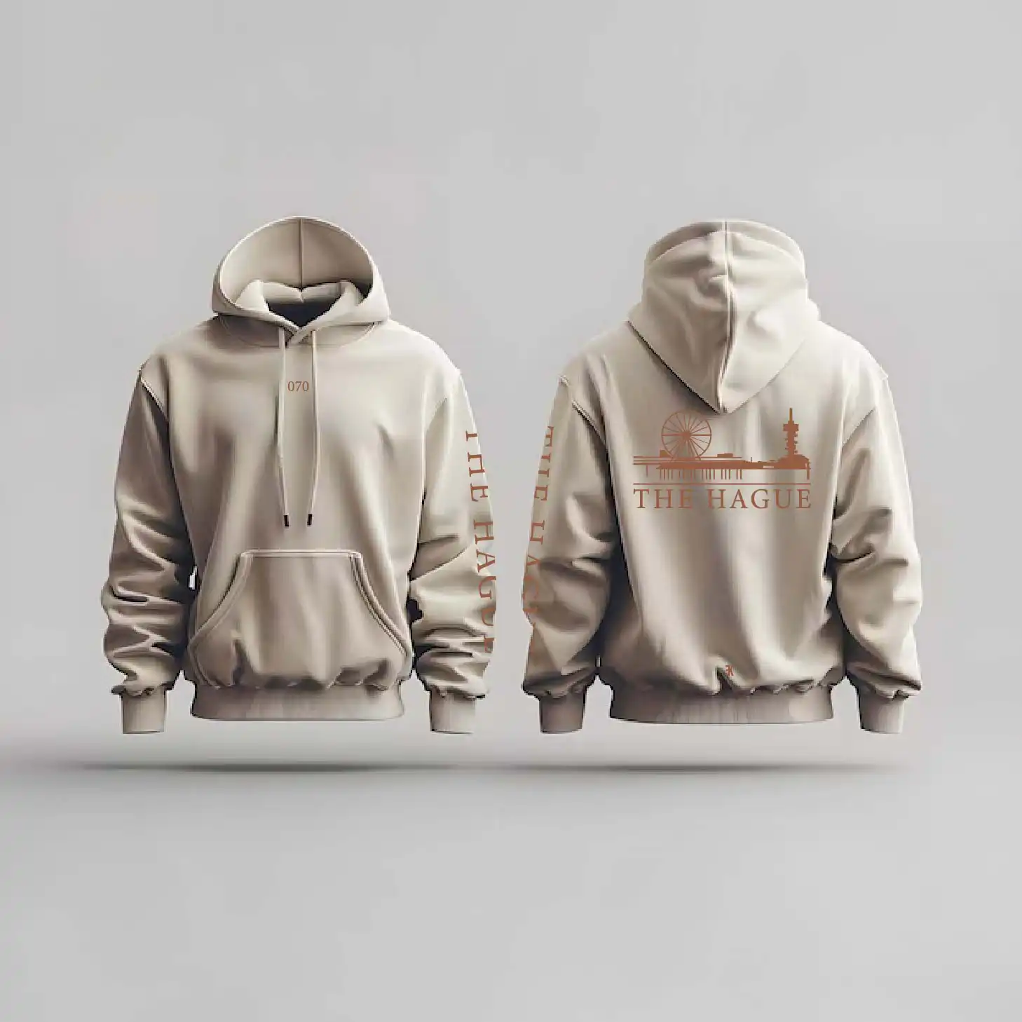 Skyline Den Haag Hoodie - Denhaag hoodie beige skyline - EK8206