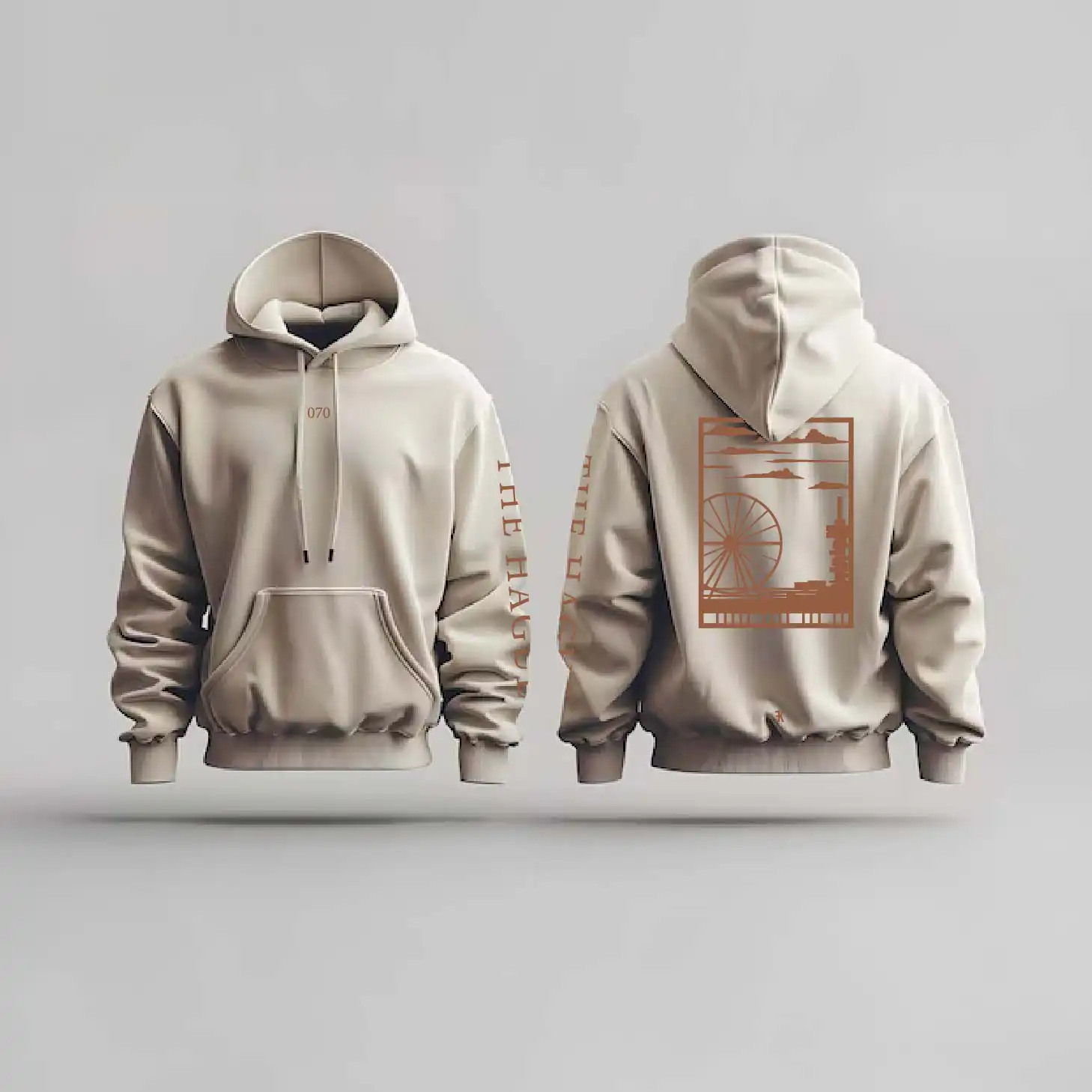 Den Haag Hoodie - Denhaag hoodie beige vlak 1 - EK8204