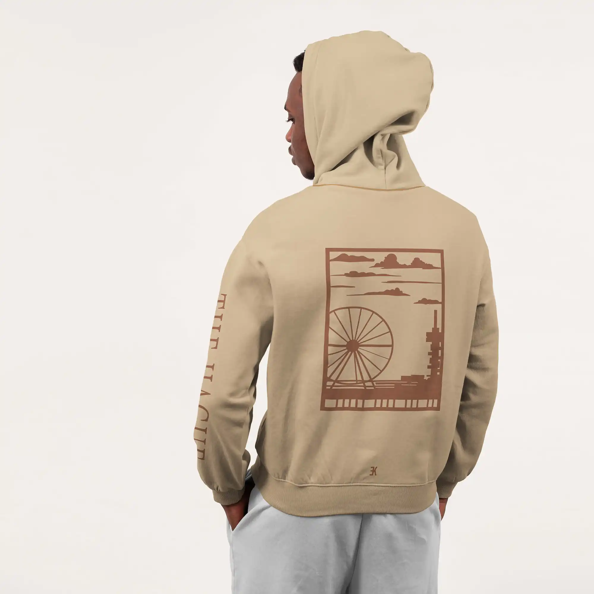 Den Haag Hoodie - Denhaag hoodie model beige vlak 2 - EK8212