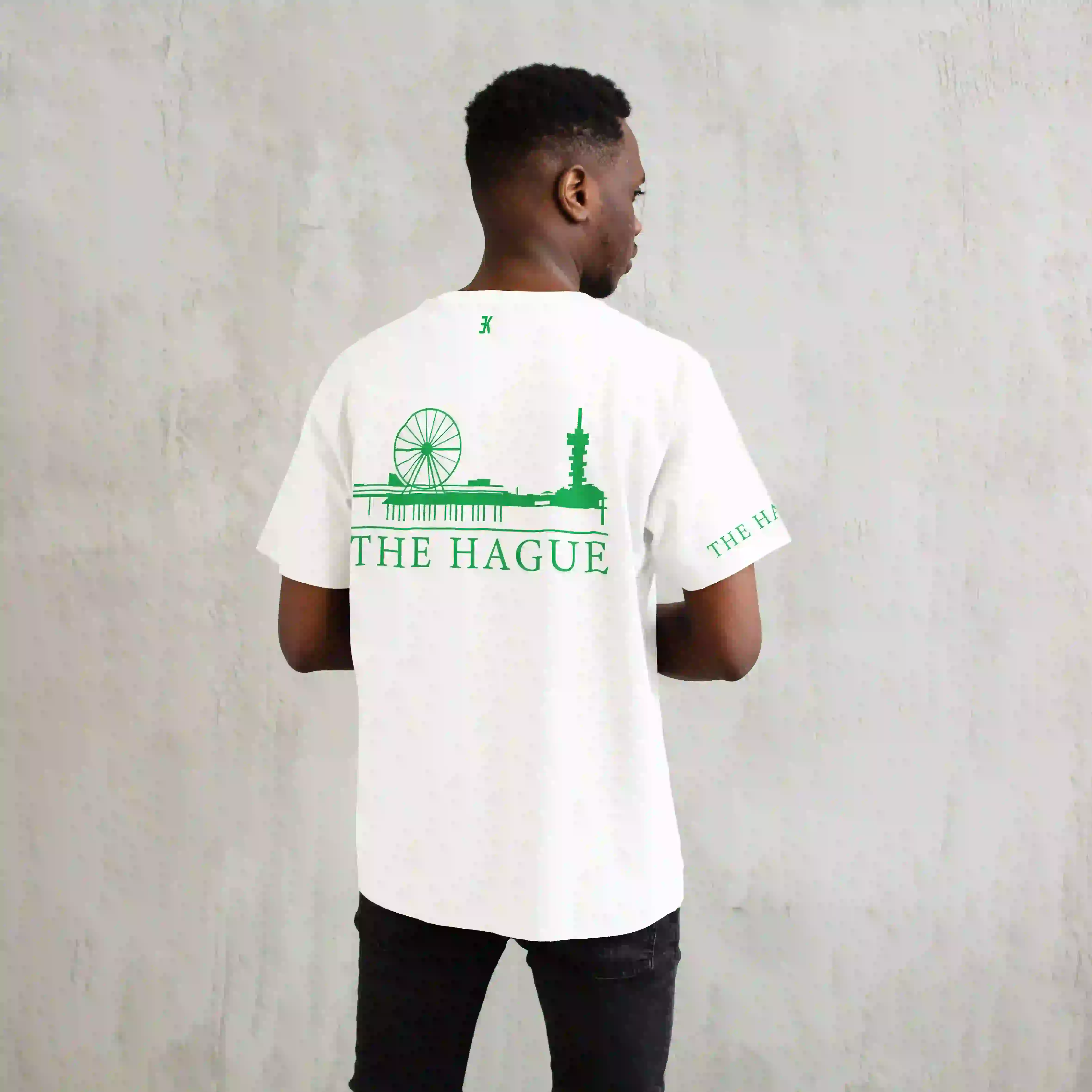 Skyline Den Haag Shirt - Denhaag t shirt wit skyline groen - EK8203