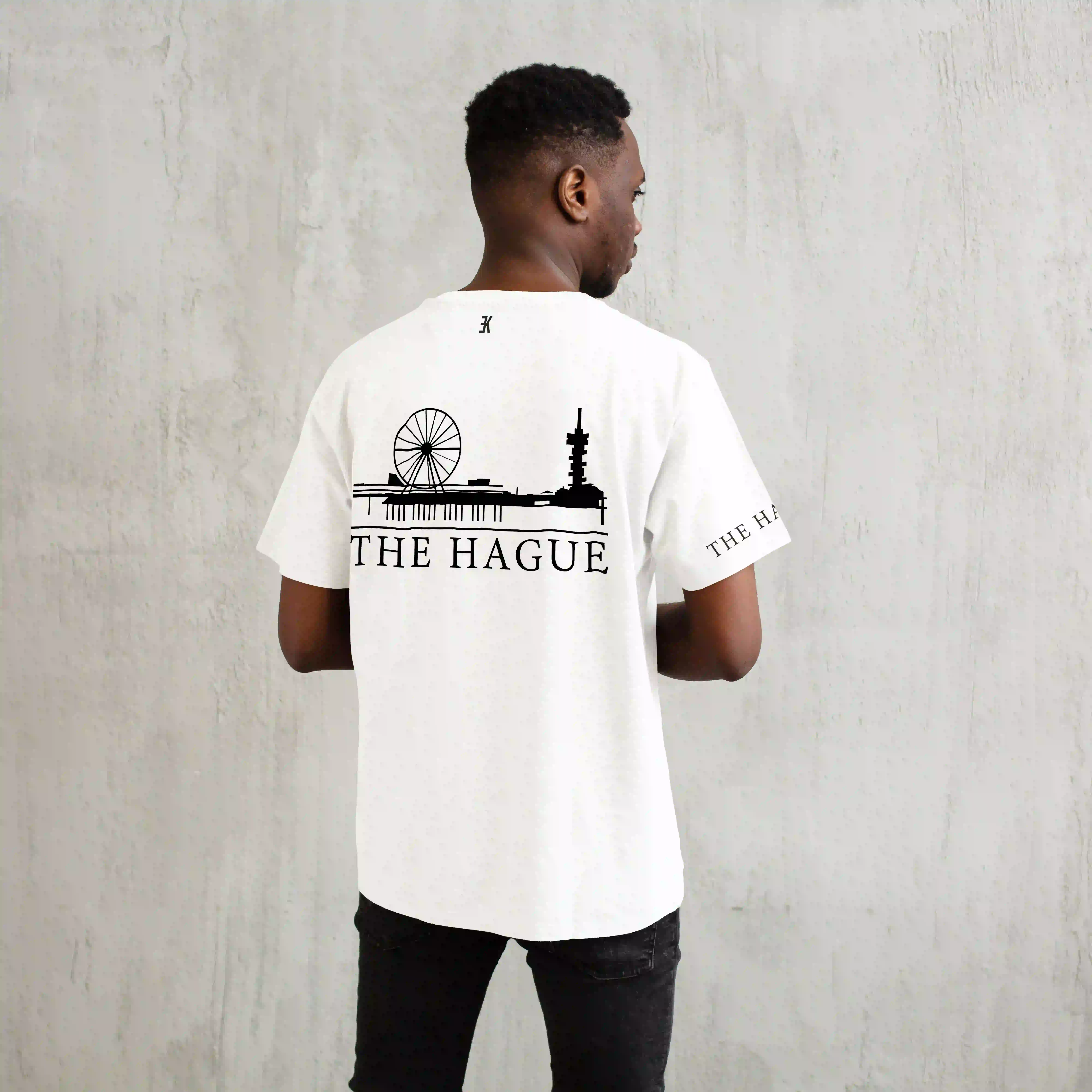 Den Haag Shirt - Skyline - Denhaag t shirt wit skyline zwart 3 - EK8211