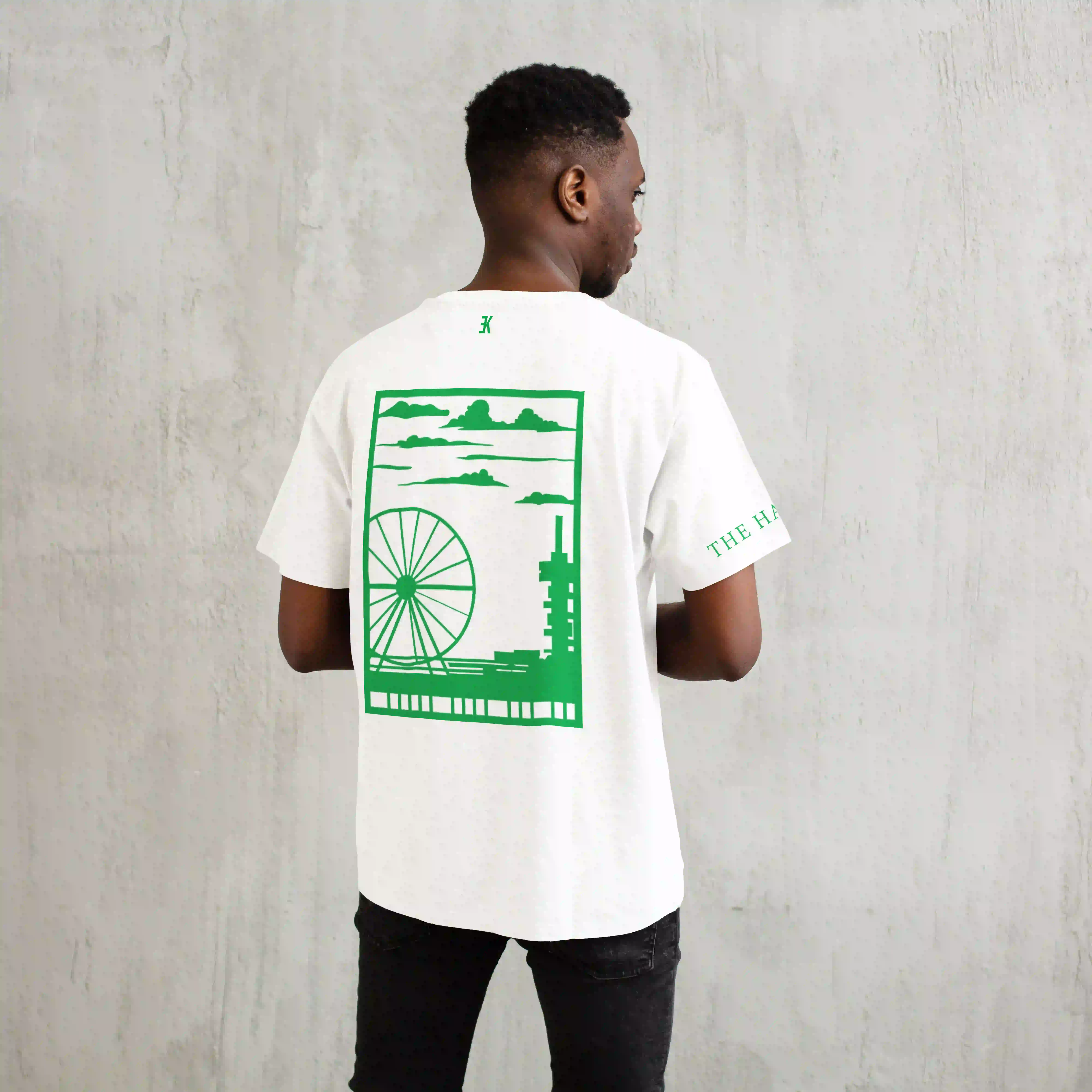 Den Haag Shirt - Denhaag t shirt wit vlak groen - EK8201