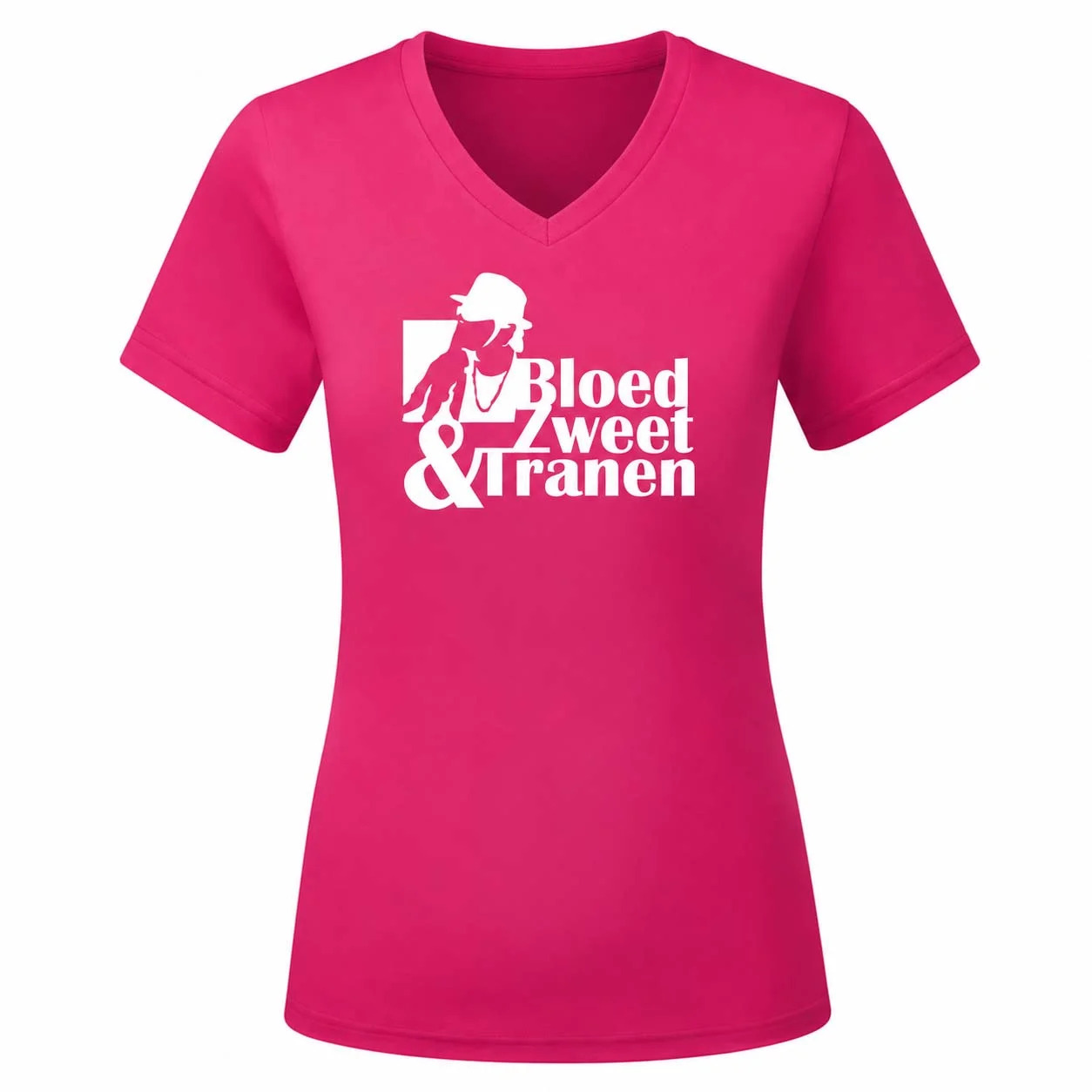 Bloed Zweet & Tranen - Dames Shirt - Ek hazes shirt fuchsia bzt dames v hals 2 - Bloed Zweet & Tranen - Dames Shirt (185)
