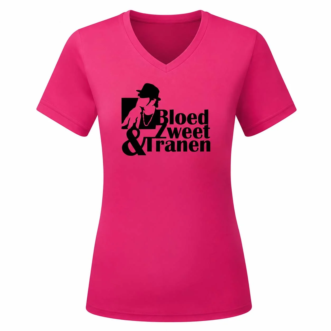 Bloed Zweet & Tranen - Dames Shirt - Ek hazes shirt fuchsia bzt dames v hals zwart 3 - Bloed Zweet & Tranen - Dames Shirt (174)