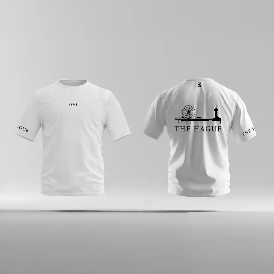 Skyline Den Haag Shirt - Ek shirt wit denhaag skyline zwart 1 - EK8205