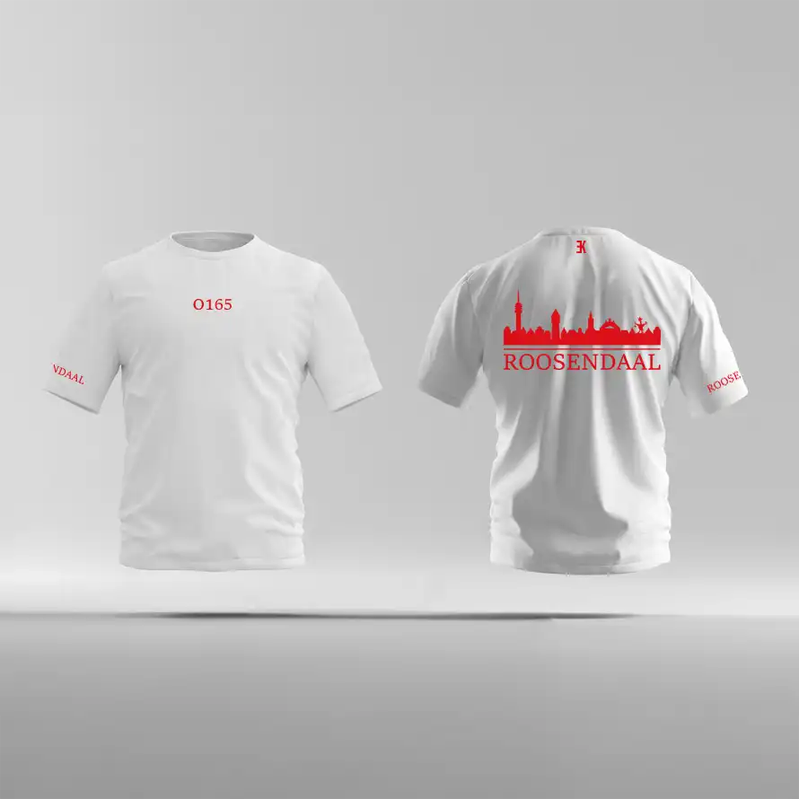 Skyline Roosendaal Shirt - Ek shirt wit roosendaal opdruk rood skyline 2 - Skyline Roosendaal O14835
