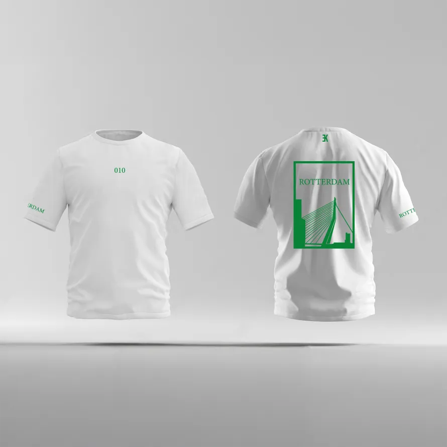 Rotterdam Shirt - Ek shirt wit rotterdam opdruk groen vlak - Rotterdam Shirt O21479