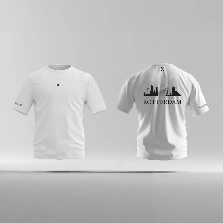 Skyline Rotterdam Shirt - Ek shirt wit rotterdam opdruk zwart skyline 3 - Skyline Rotterdam Shirt O19858