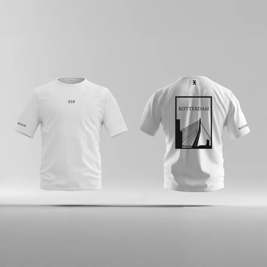 Rotterdam Shirt - Ek shirt wit rotterdam opdruk zwart vlak 2 - Rotterdam Shirt O21021