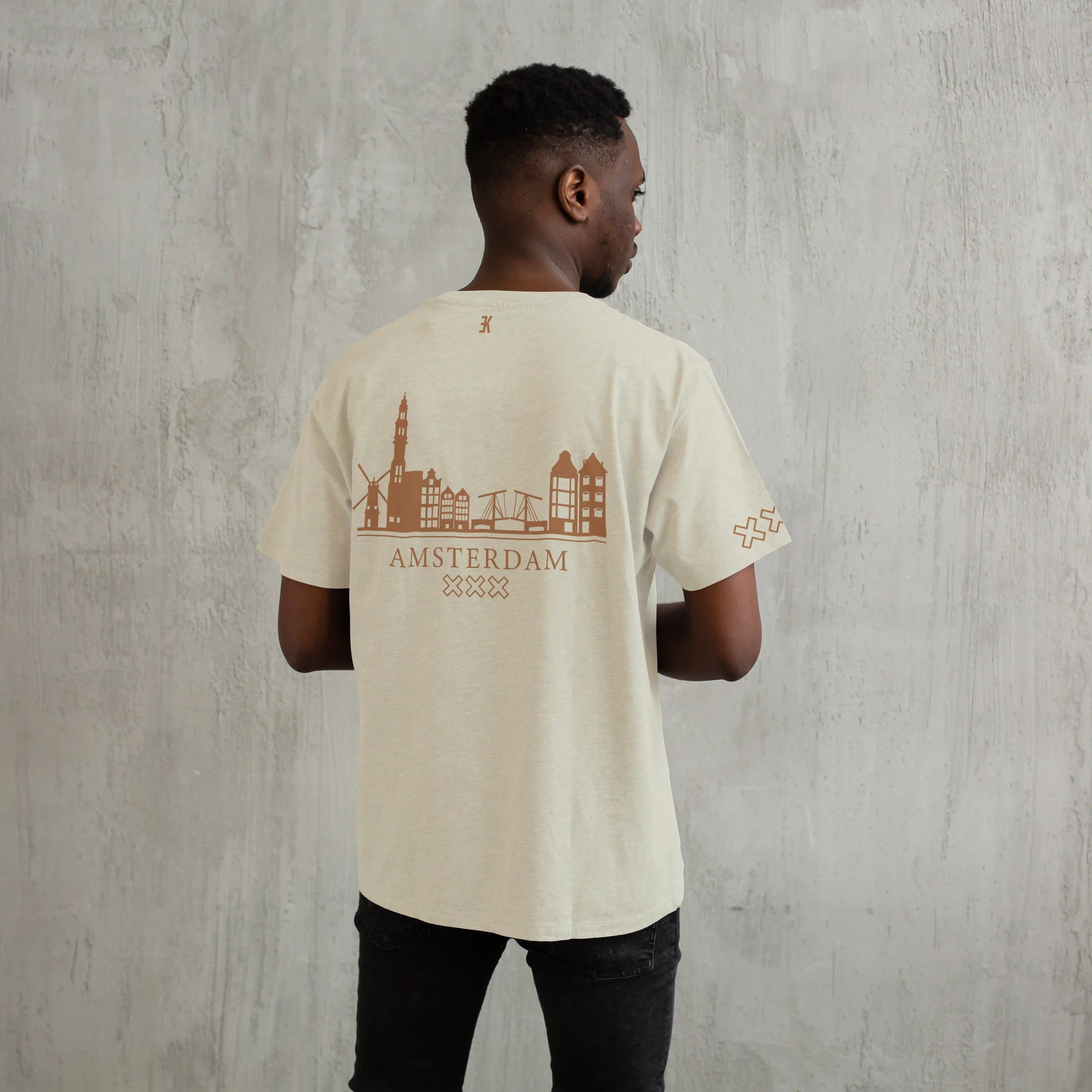 Skyline Amsterdam Shirt - Evenementenkleding ams shirt beige amsterdam skyline 1 - EK8187