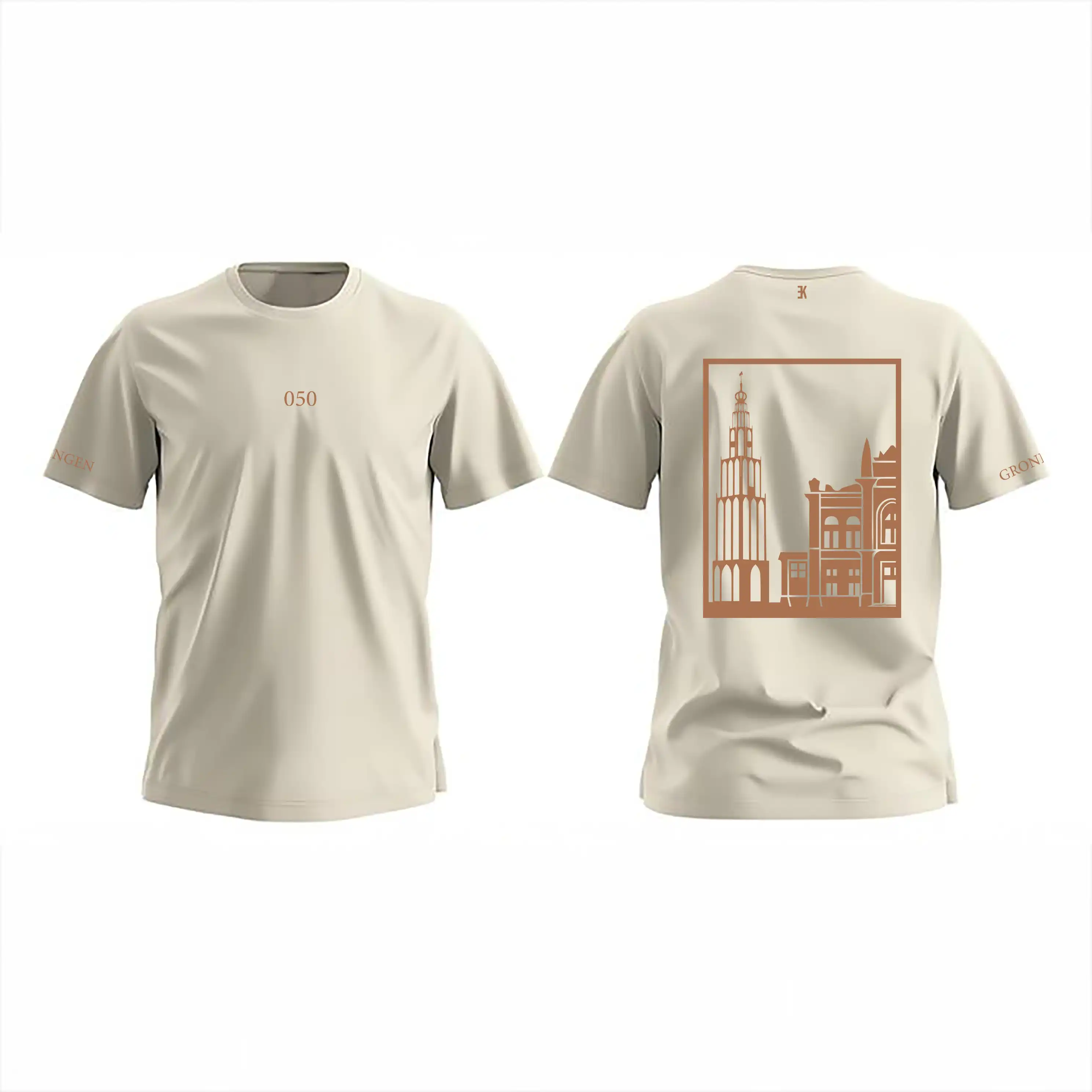 Groningen Stad T-shirt - Evenementenkleding groningen shirt beige vlak 3 - Groningen Stad T-shirt O84264 
