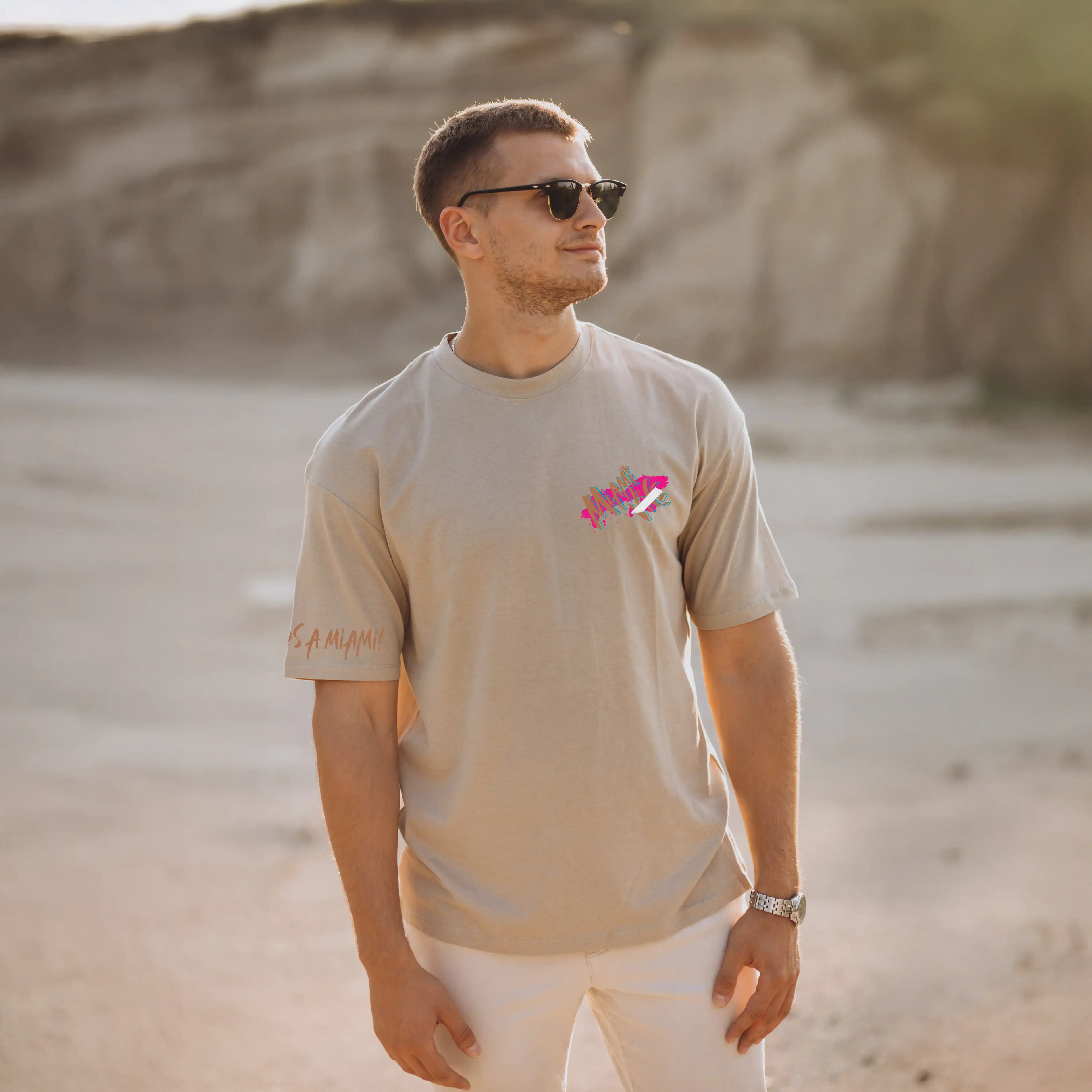 Miami Shirt - Evenementenkleding miami t shirt beige 3 - Miami Shirt