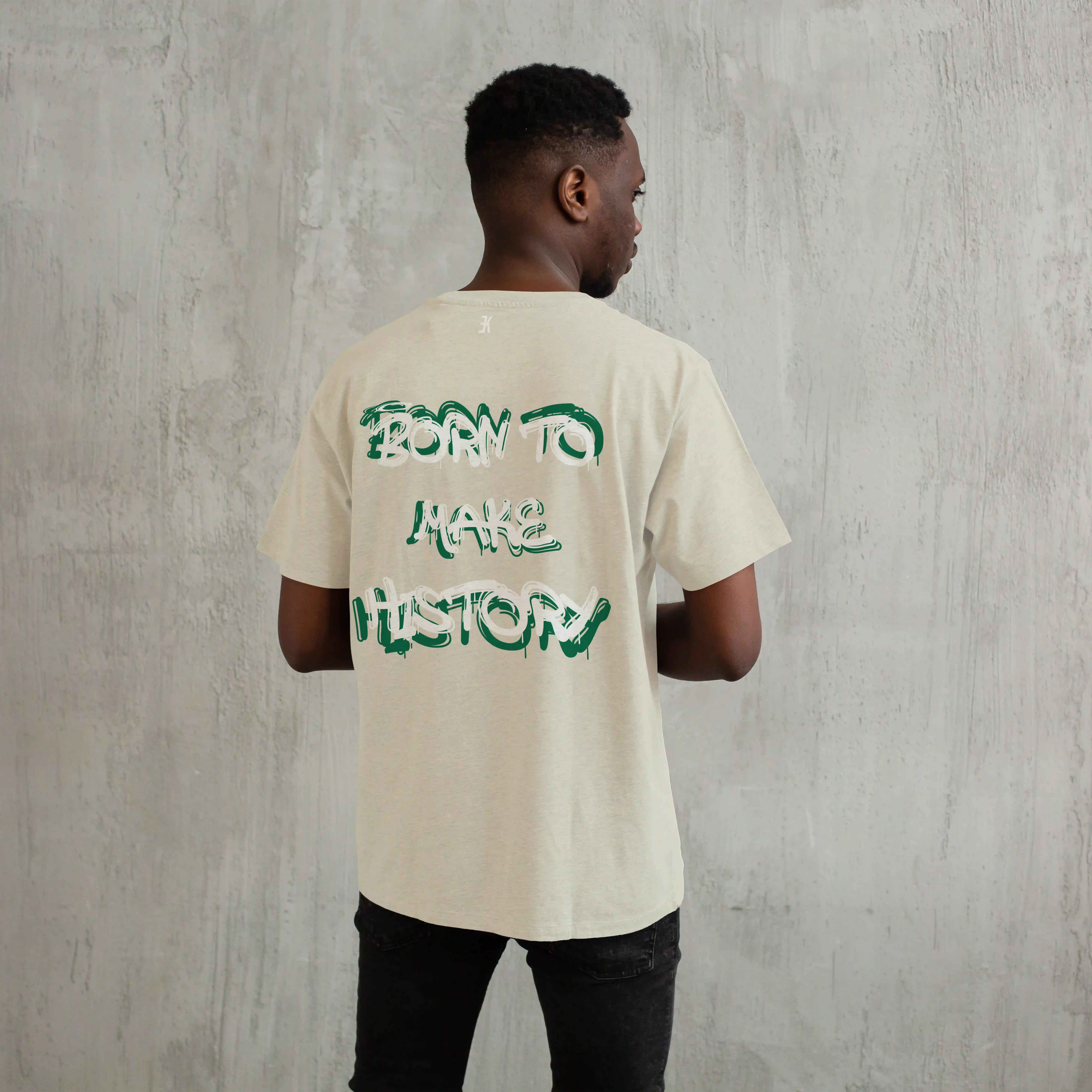BORN TO MAKE HISTORY - T-Shirt - Evenementenkleding shirt beige model btmh 1 - BORN TO MAKE HISTORY O26584