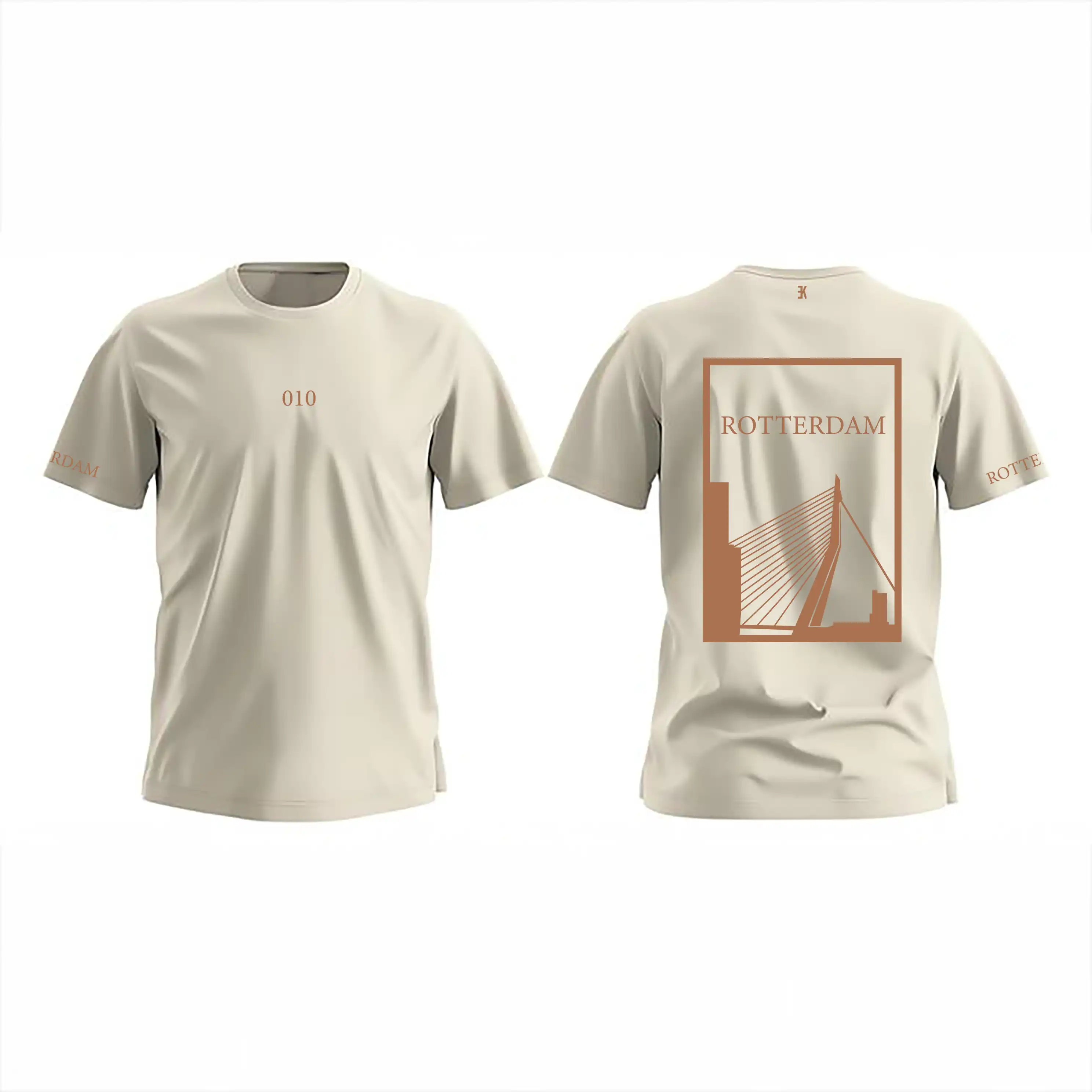 Rotterdam Shirt - Evenementenkleding shirt beige rotterdam vlak opdruk 2 - Rotterdam Shirt O19651