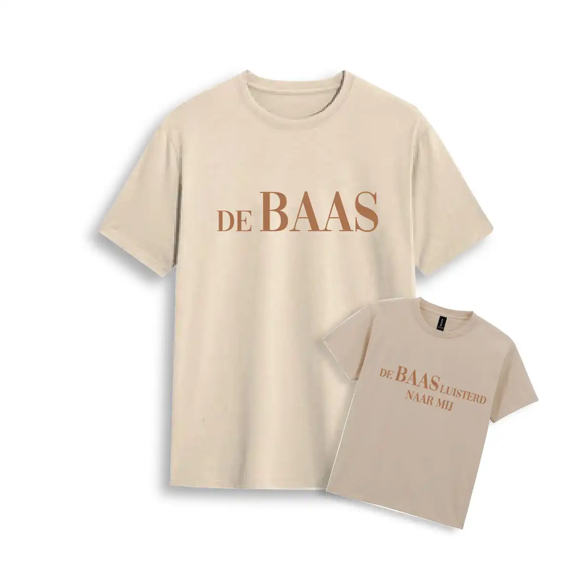 Matching Shirts Vaderdag - De Baas - Evenementenkledingnl debaas vaderdag shirt kindershirt beige - 1