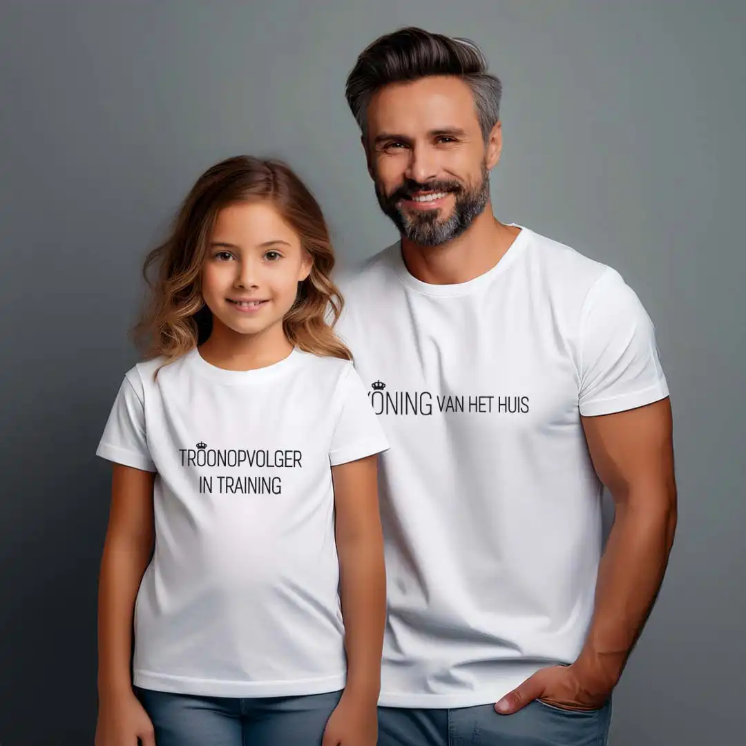 Matching Shirts Vaderdag - De Koning - Evenementenkledingnl model koning vaderdag shirt kindershirt wit - 01
