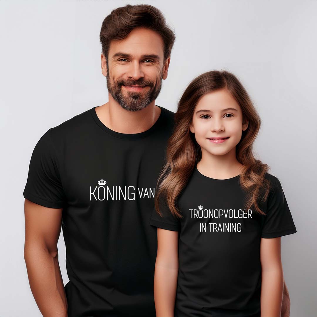 Matching Shirts Vaderdag - De Koning - Evenementenkledingnl model koning vaderdag shirt kindershirt zwart - 01