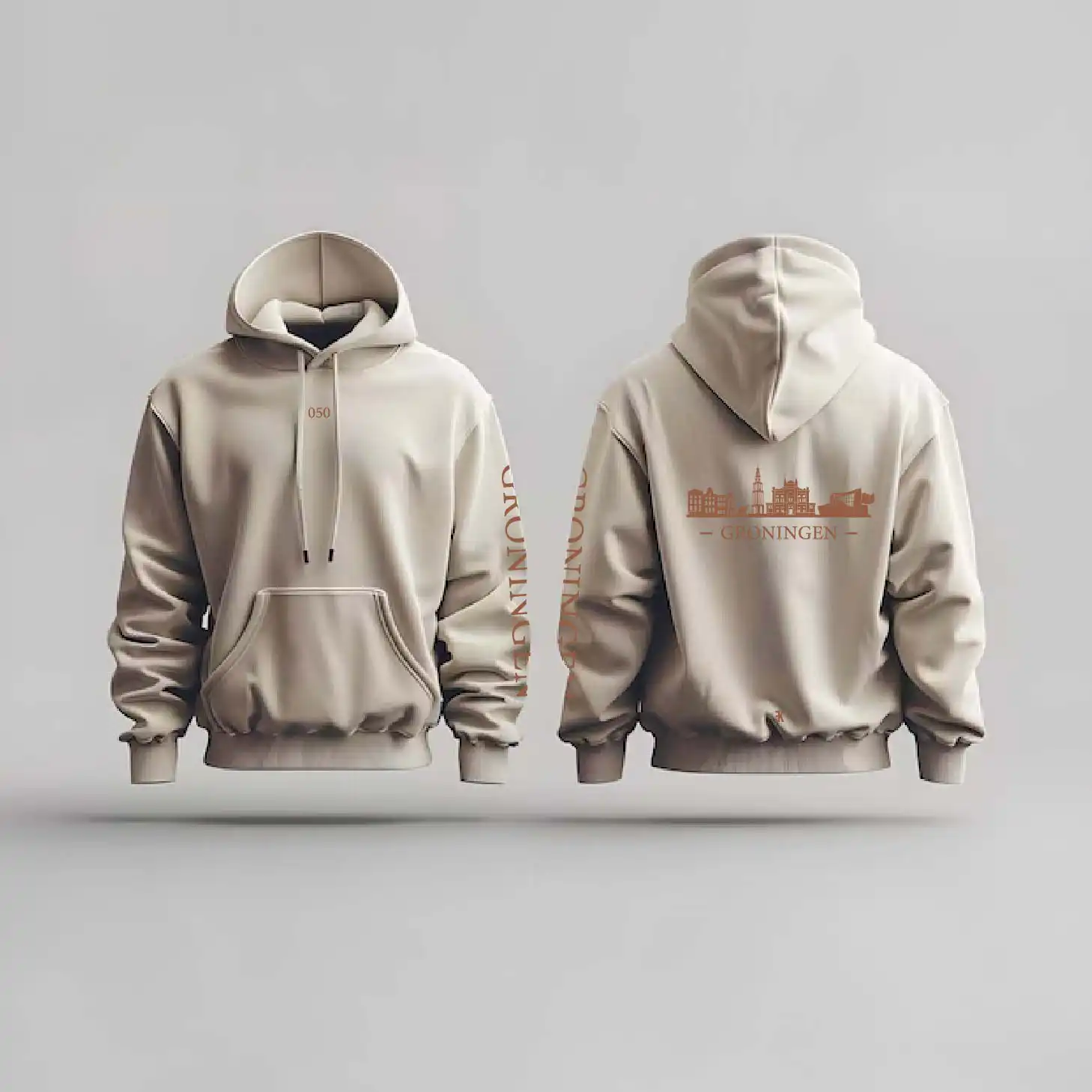 Groningen Skyline Hoodie - Groningen hoodie beige skyline 1 - Groningen Skyline Hoodie