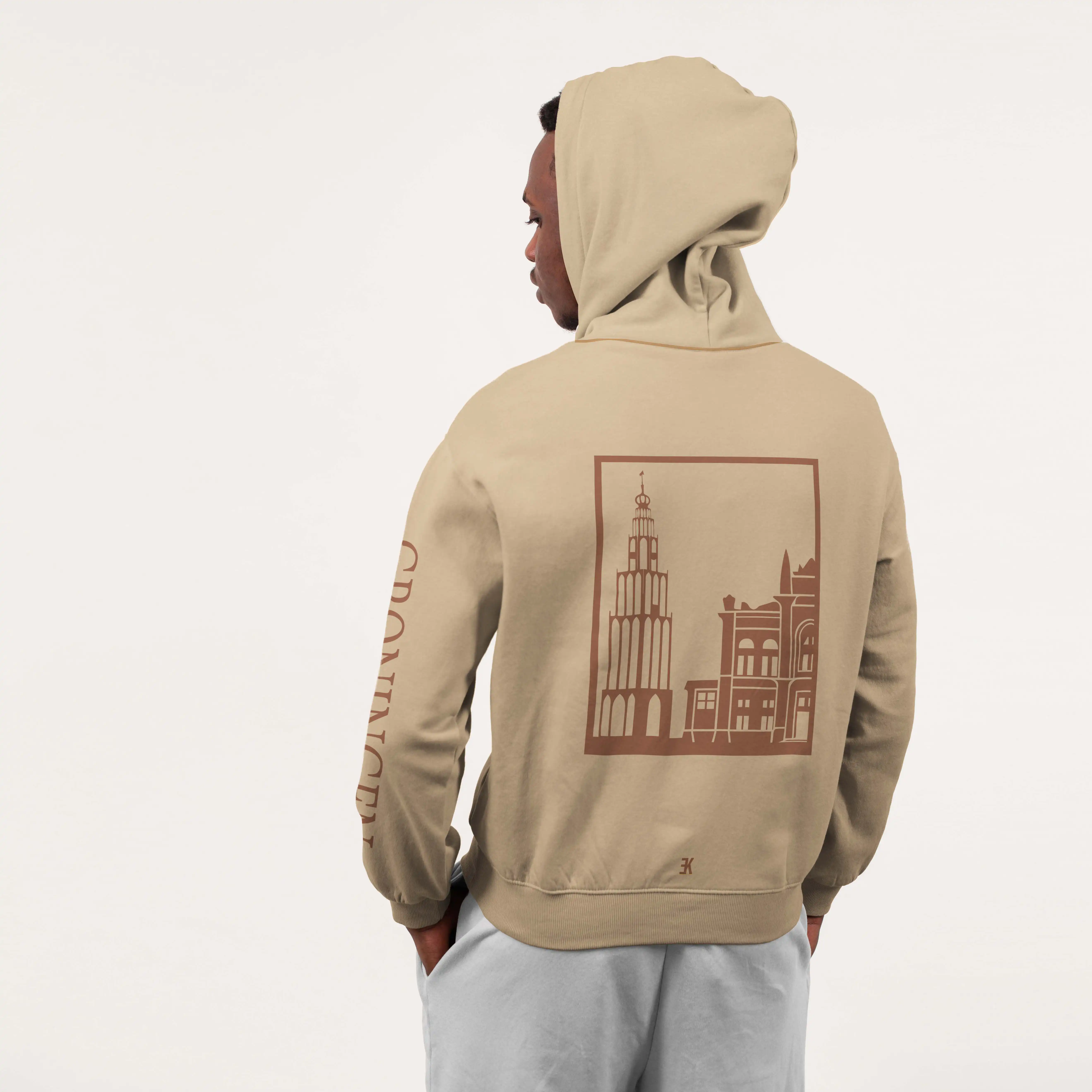 Groningen Hoodie - Groningen hoodie model beige vlak 1 - Groningen Hoodie O429288
