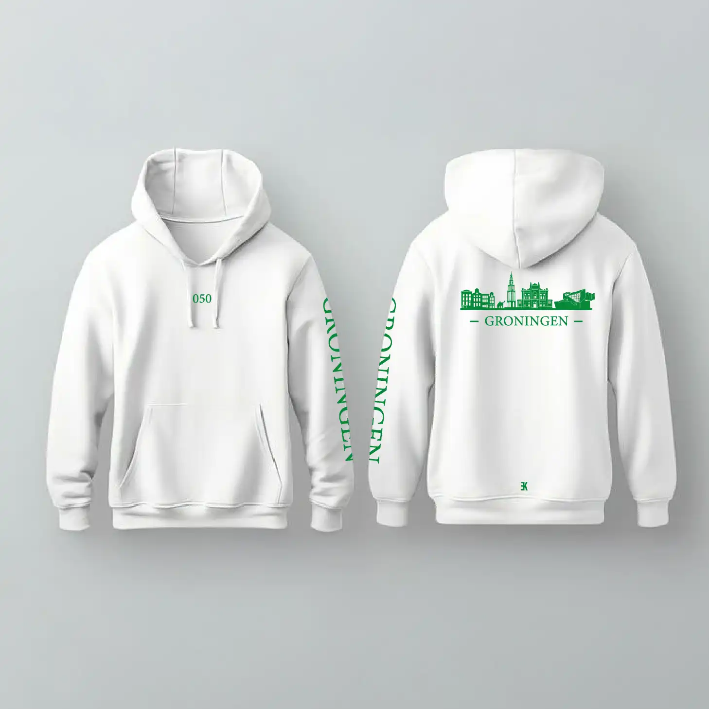 Groningen Skyline Hoodie - Groningen hoodie wit skyline groen 2 - Groningen Skyline Hoodie O16875