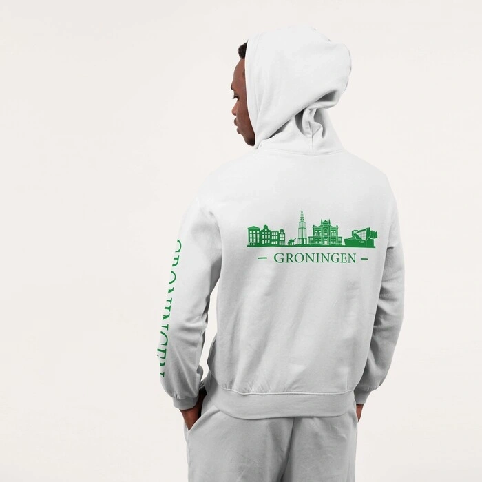 Groningen Skyline Hoodie - Hoodie wit skyline groen groningen 2 - Groningen Skyline Hoodie O16875