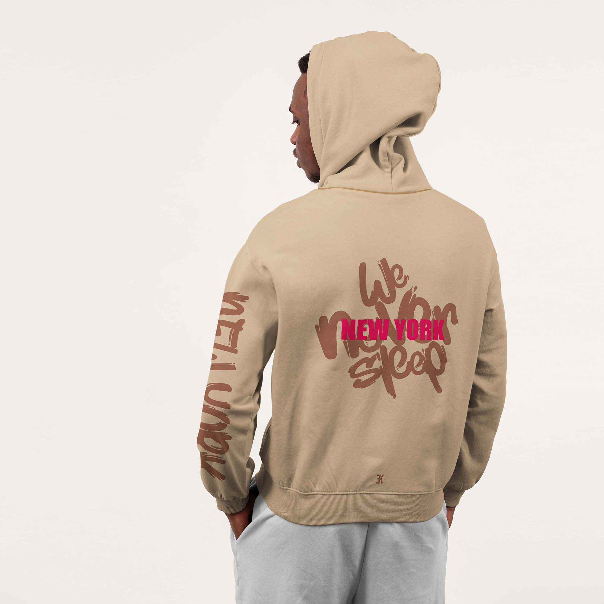 New York Hoodie - Newyork hoodie model beige - New York Hoodie